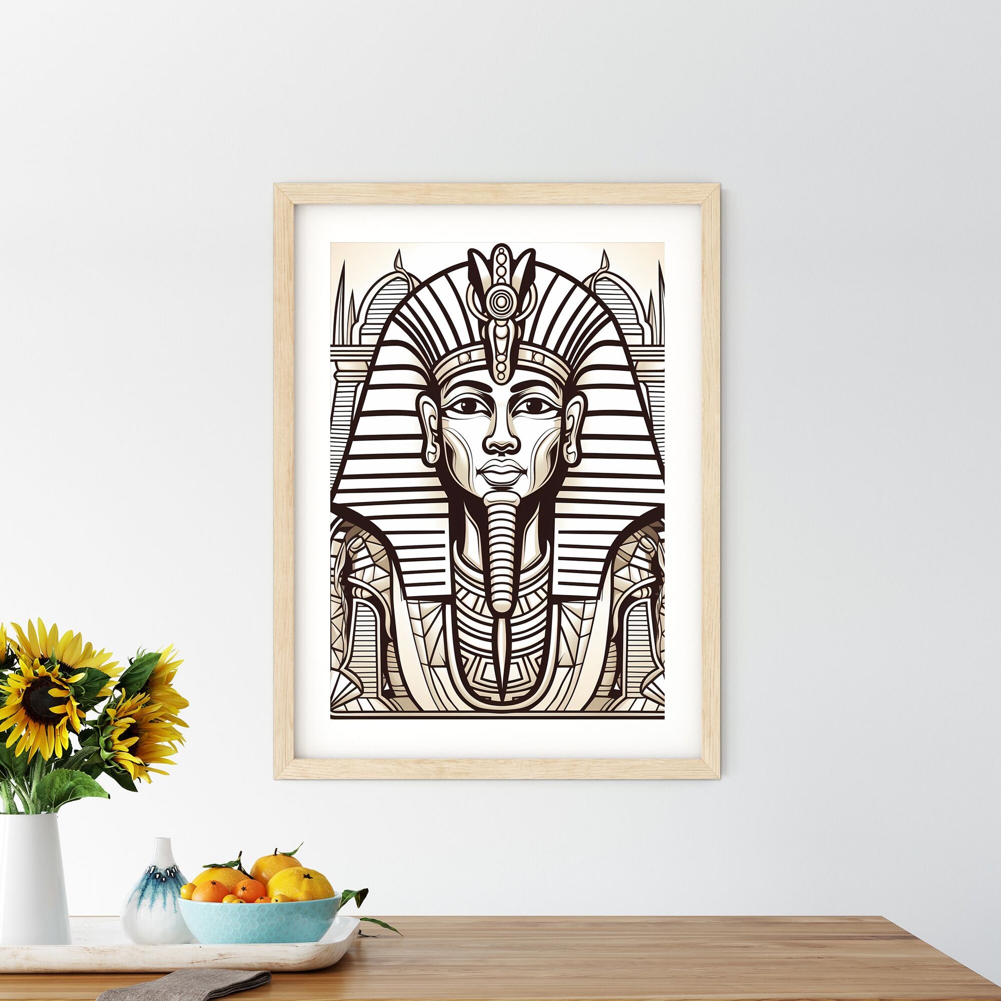 Black And White Drawing Of A Man In A Egyptian Garment Art Print Default Title