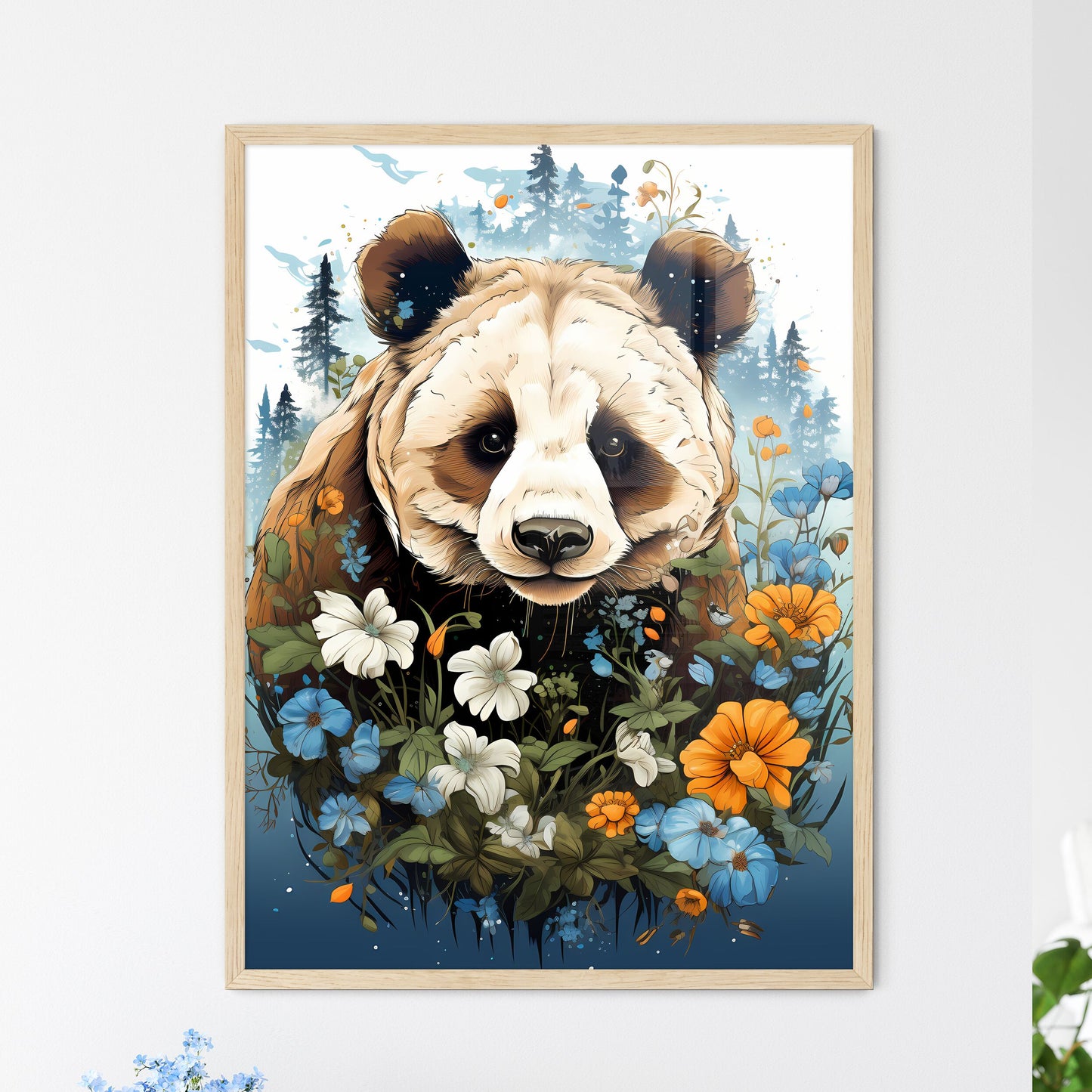 Bear Surrounded By Flowers Art Print Default Title