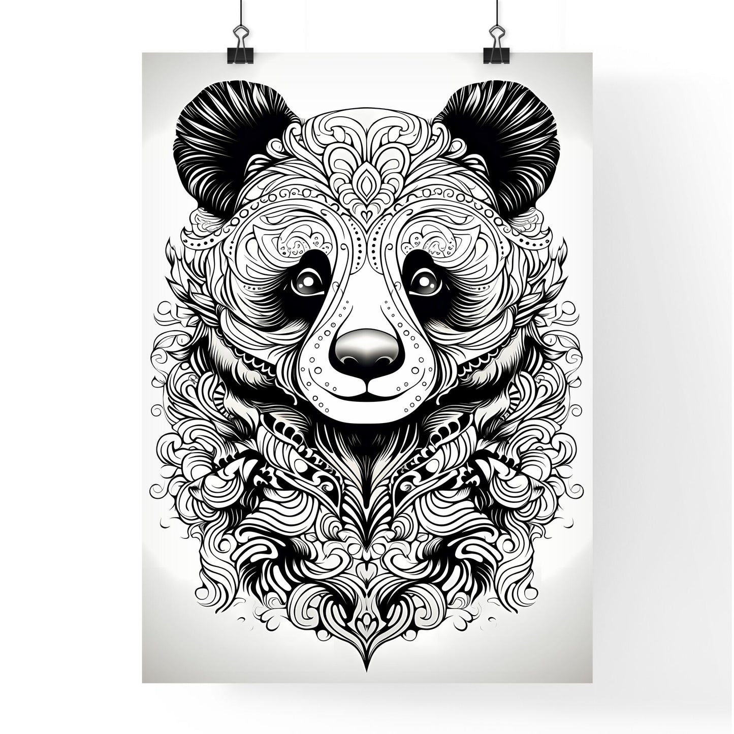 Black And White Drawing Of A Panda Art Print Default Title
