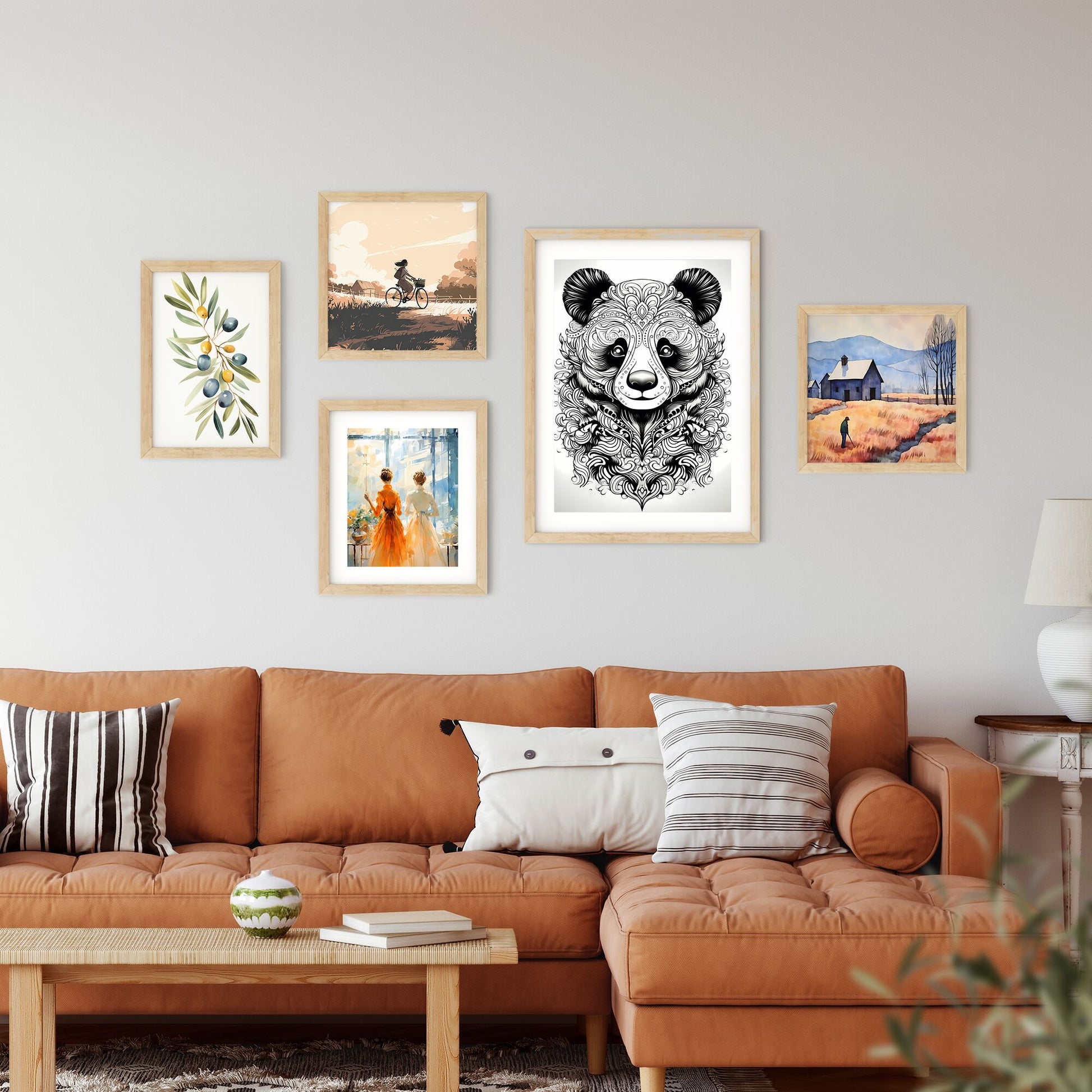 Black And White Drawing Of A Panda Art Print Default Title