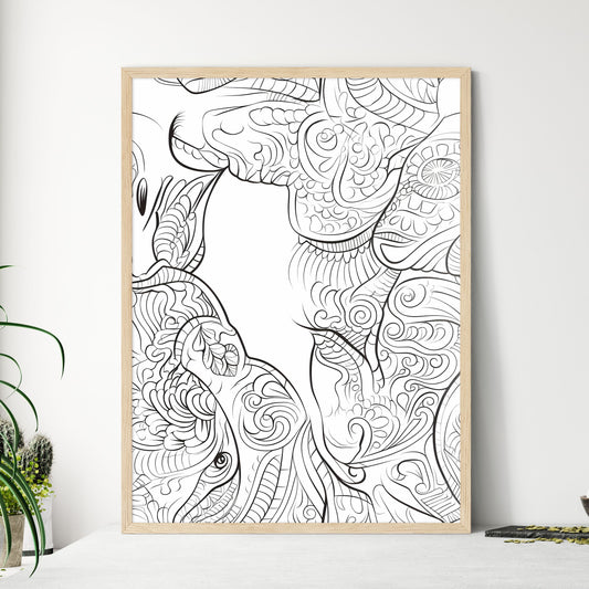 Black And White Drawing Of A Couple Of Animals Art Print Default Title