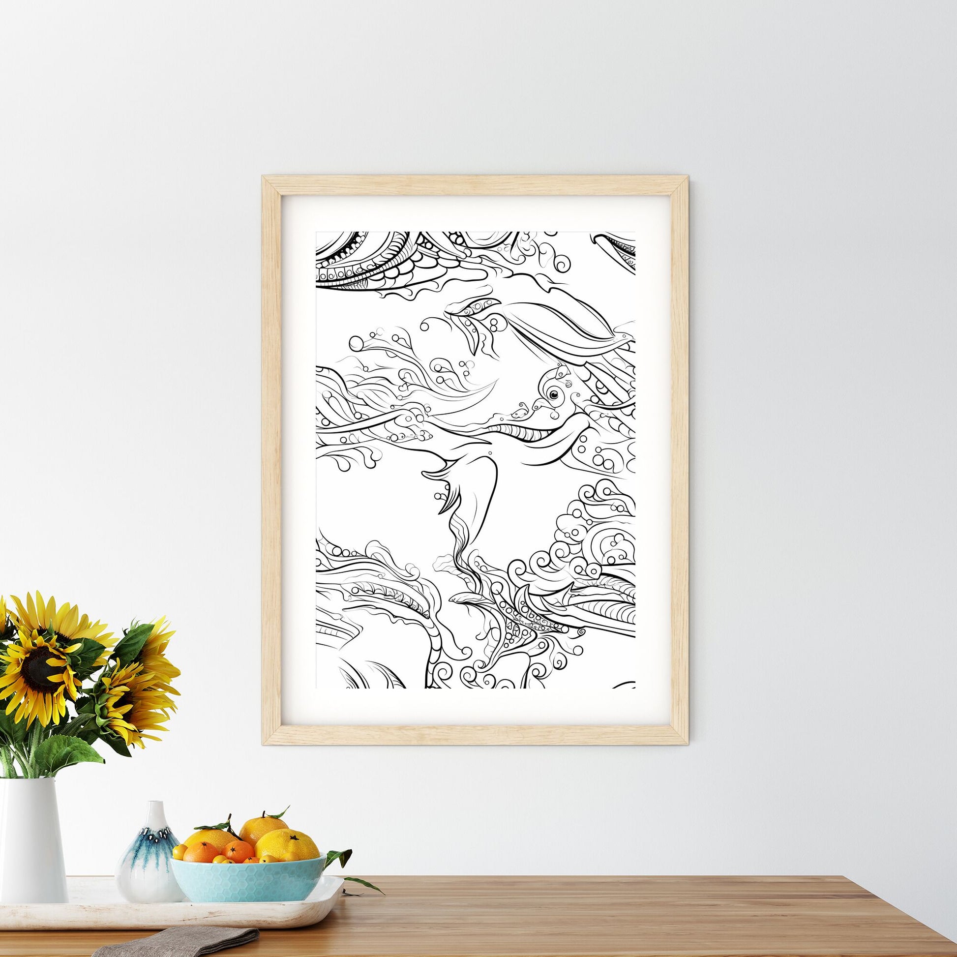 Pattern Of Birds And Flowers Art Print Default Title