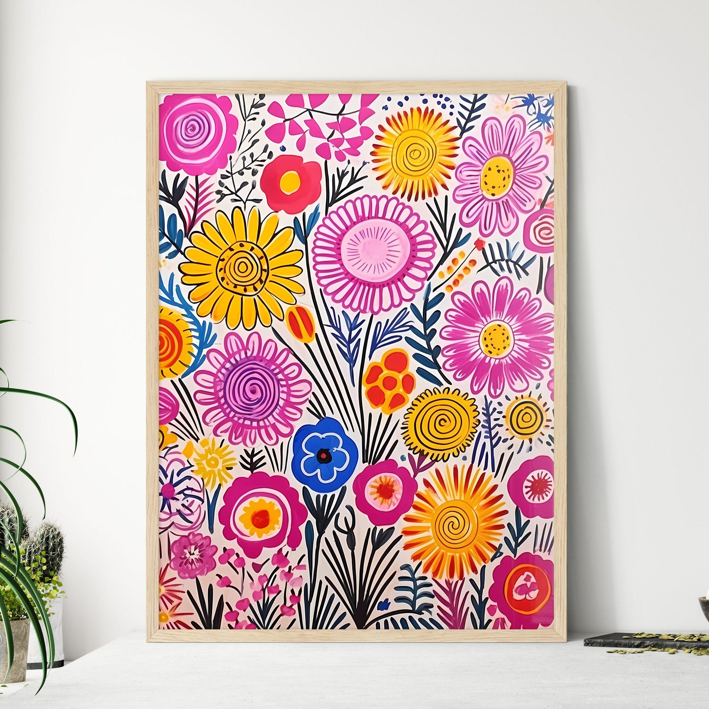 Painting Of Flowers On A White Surface Art Print Default Title