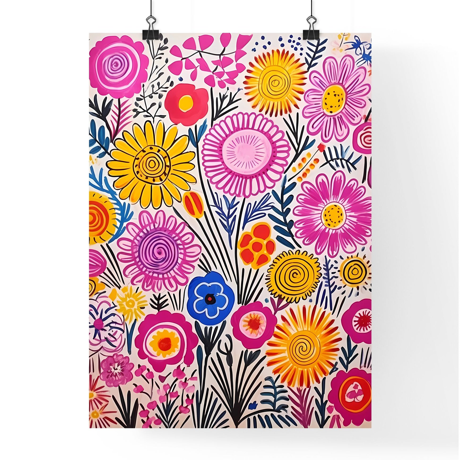 Painting Of Flowers On A White Surface Art Print Default Title