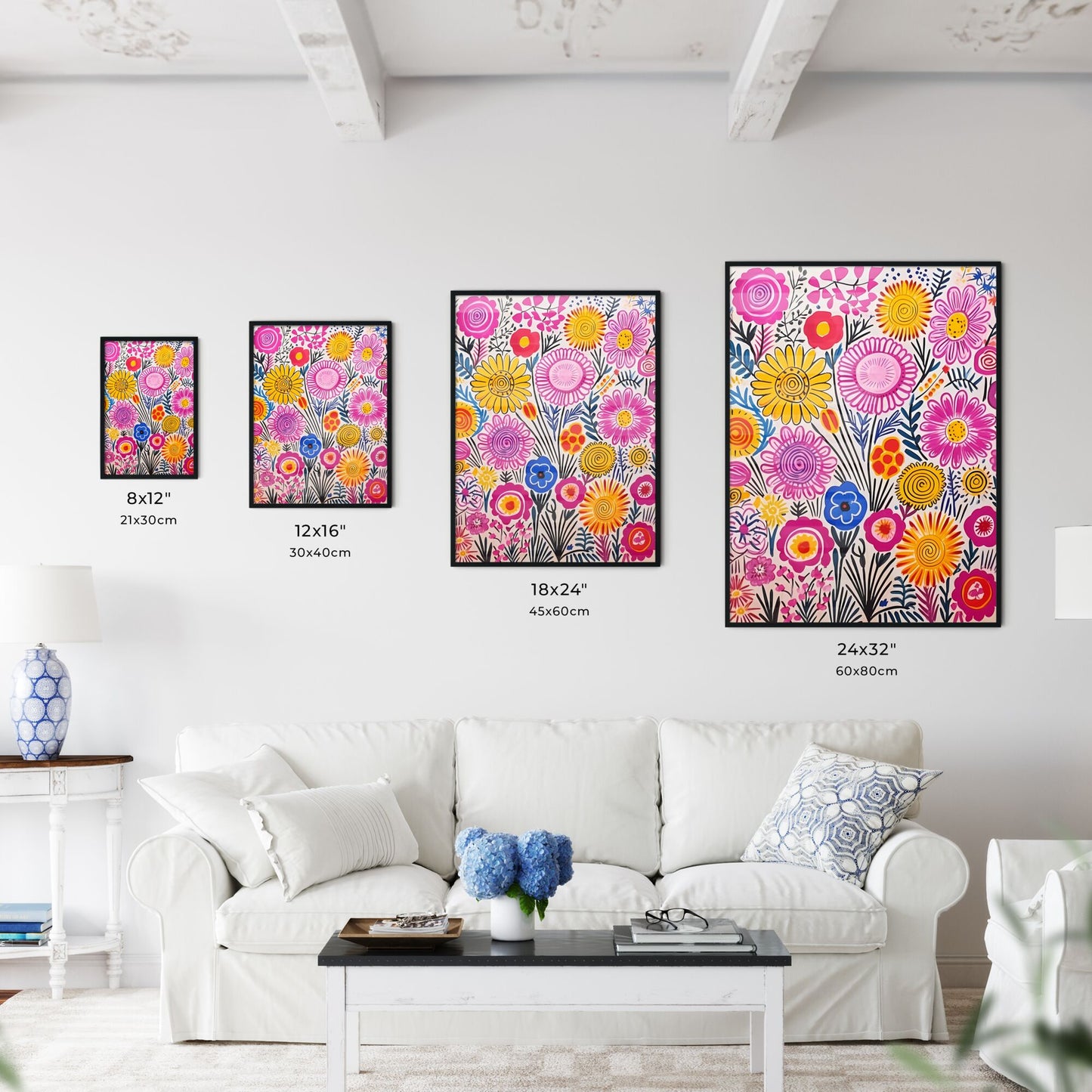 Painting Of Flowers On A White Surface Art Print Default Title