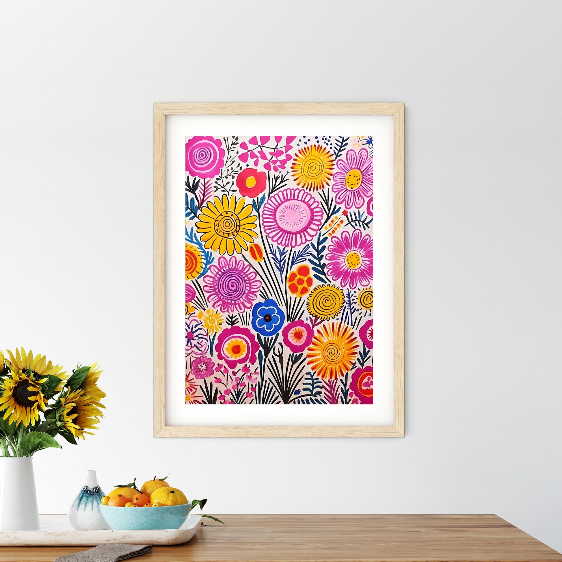 Painting Of Flowers On A White Surface Art Print Default Title