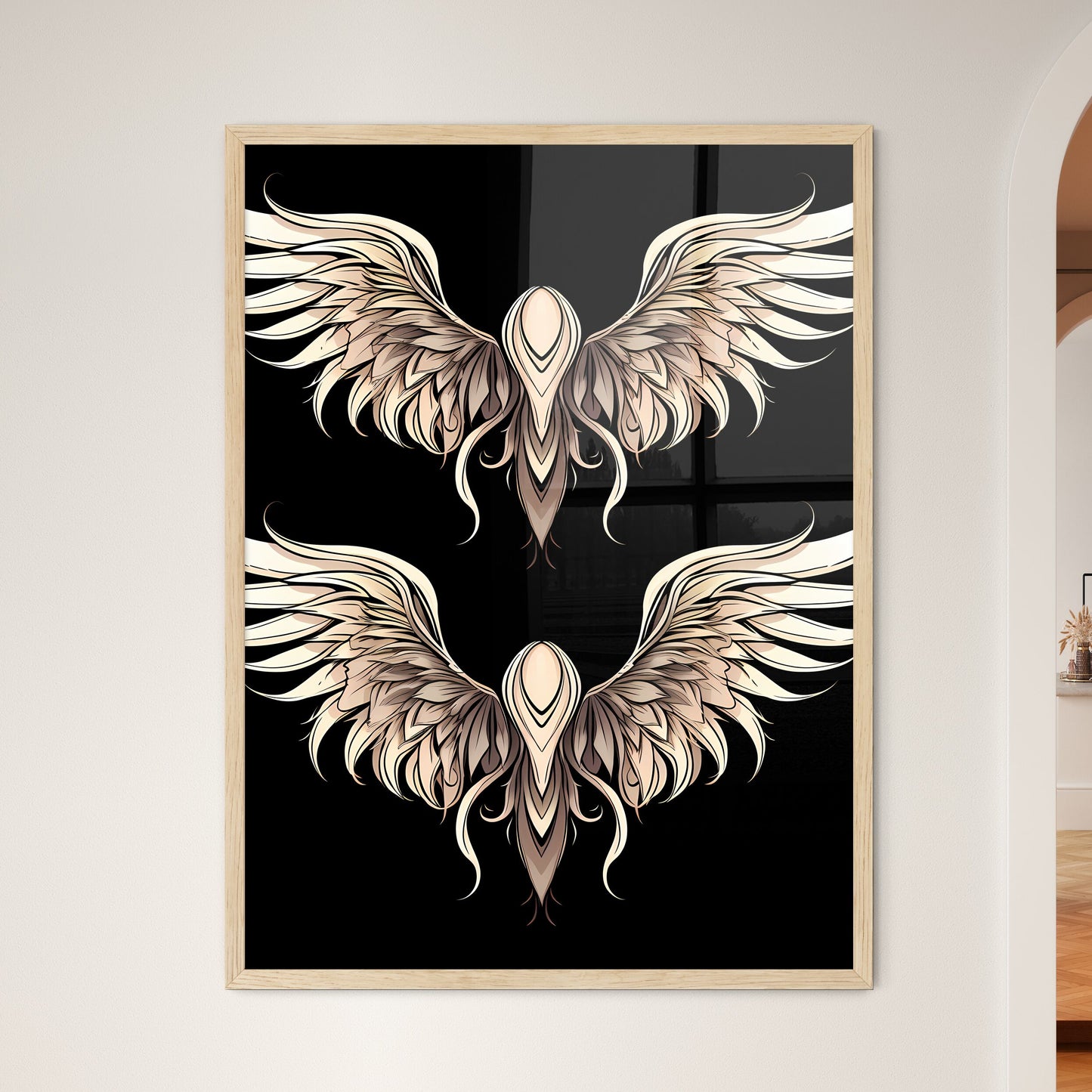 Pair Of Wings With Black Background Art Print Default Title