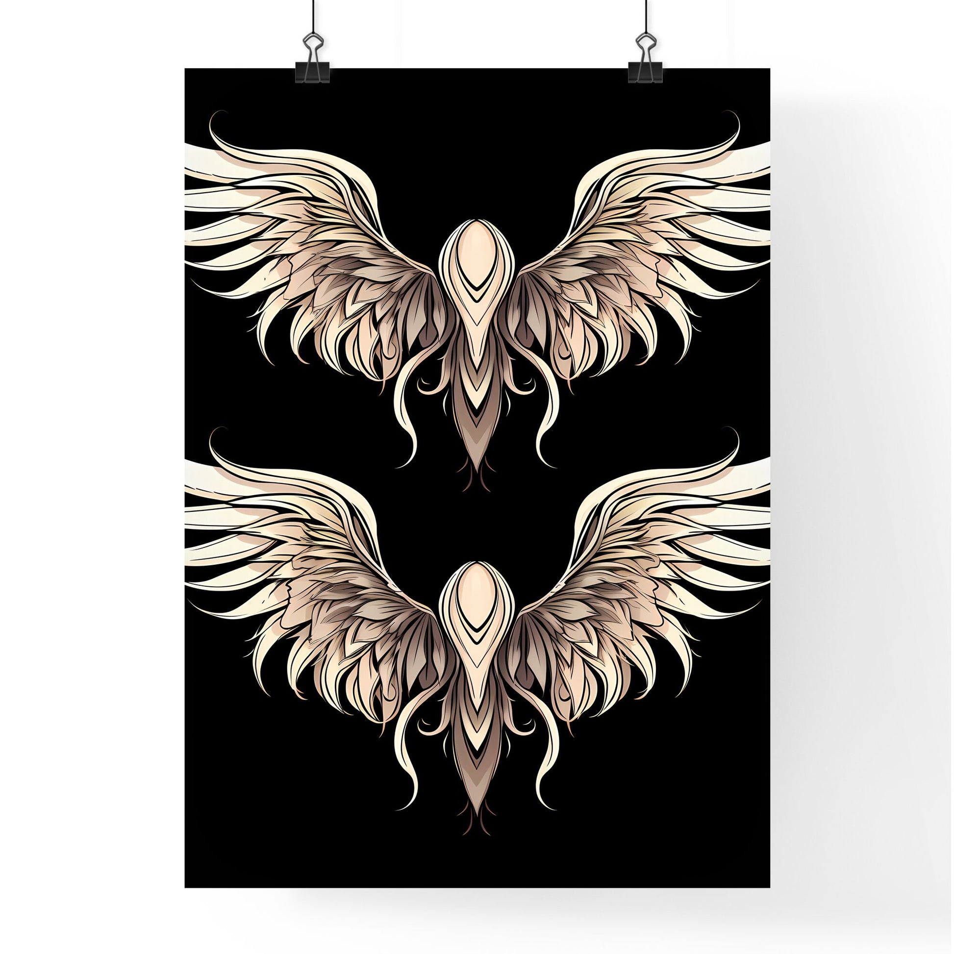 Pair Of Wings With Black Background Art Print Default Title