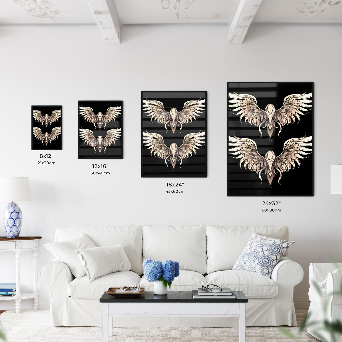 Pair Of Wings With Black Background Art Print Default Title