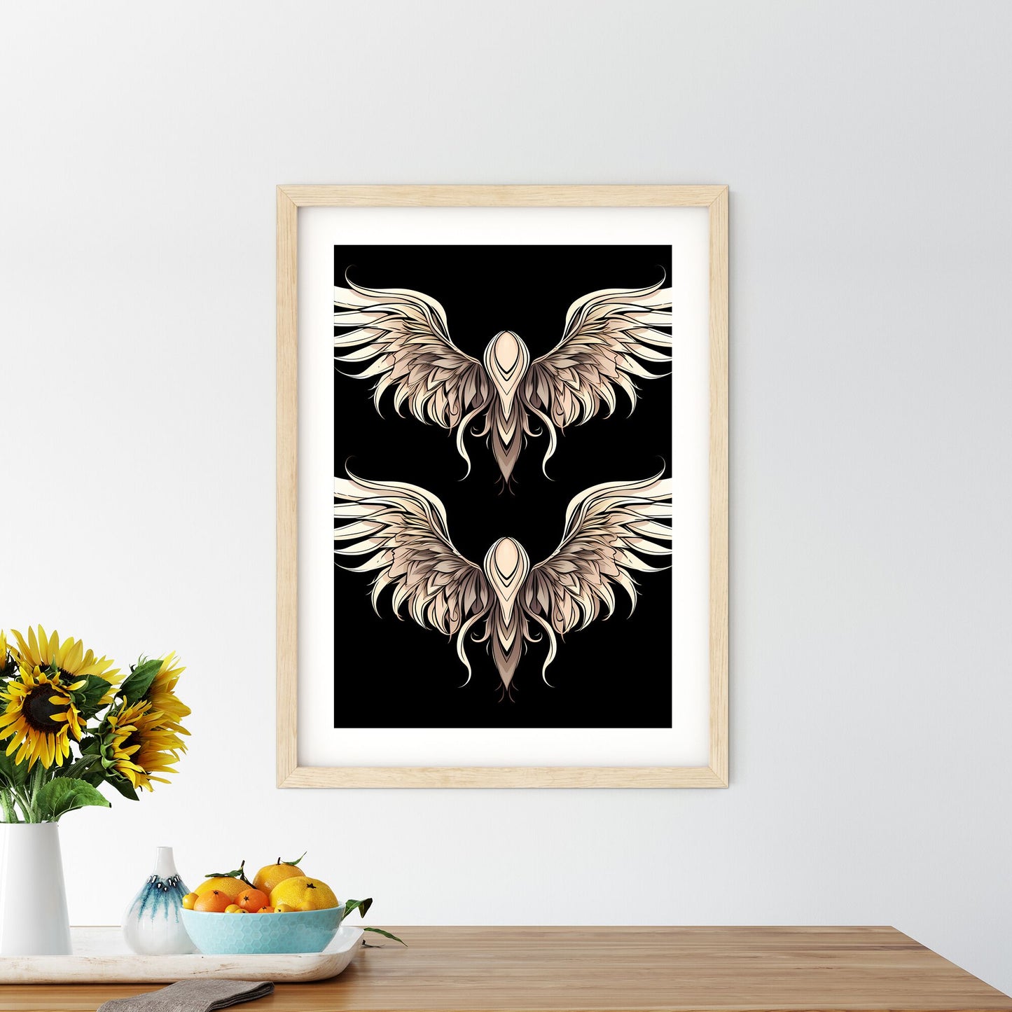 Pair Of Wings With Black Background Art Print Default Title