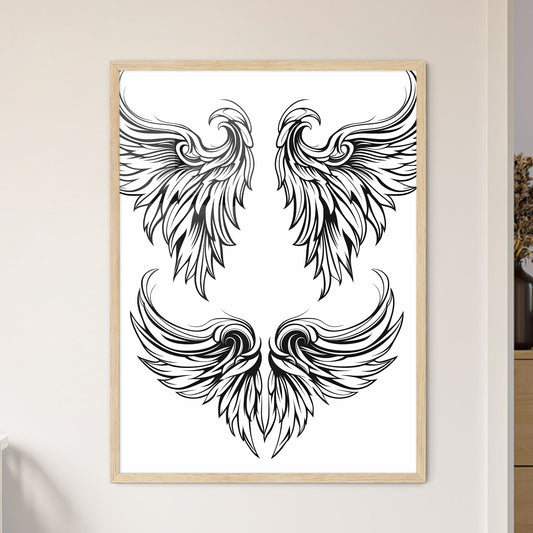 Set Of Wings With Swirls Art Print Default Title