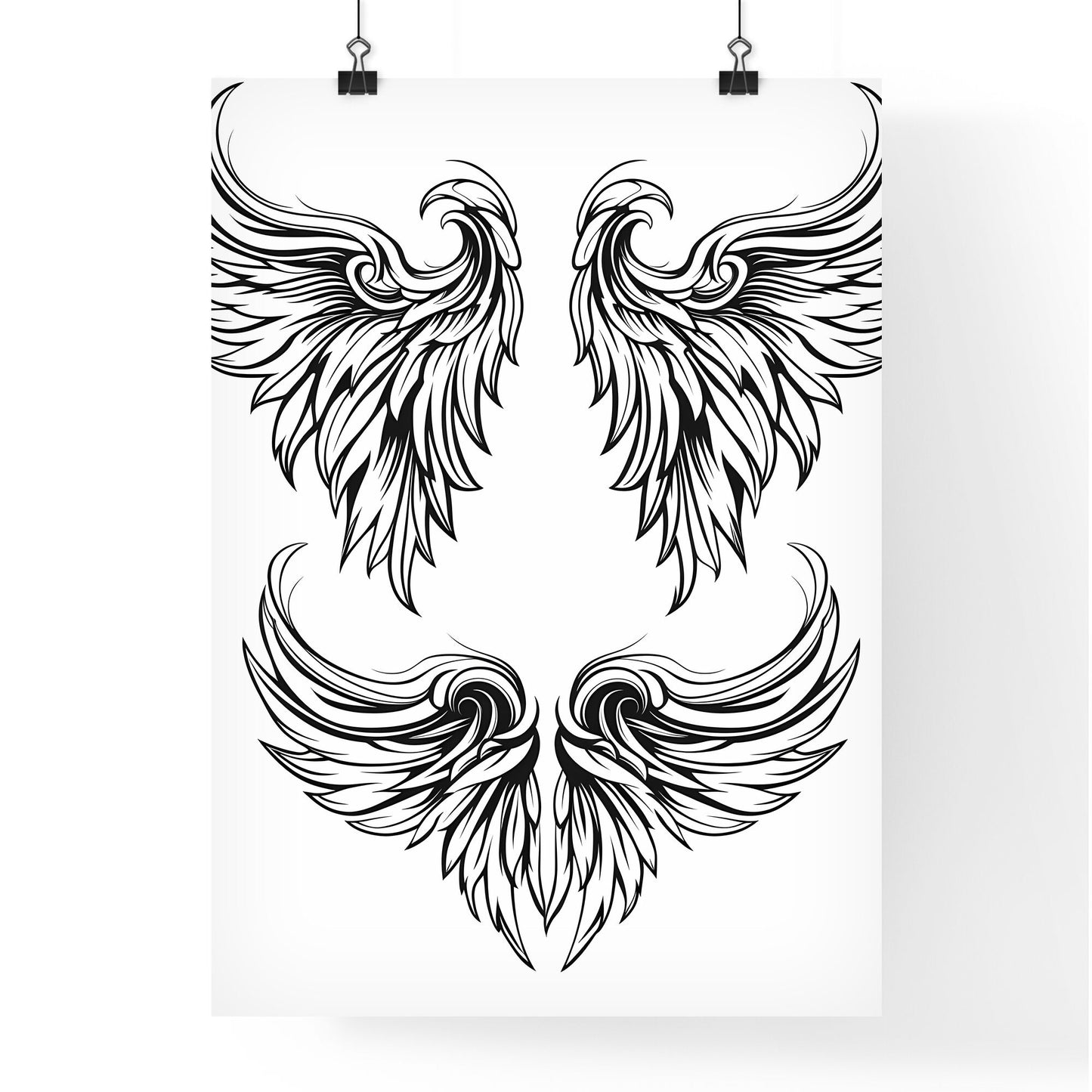 Set Of Wings With Swirls Art Print Default Title