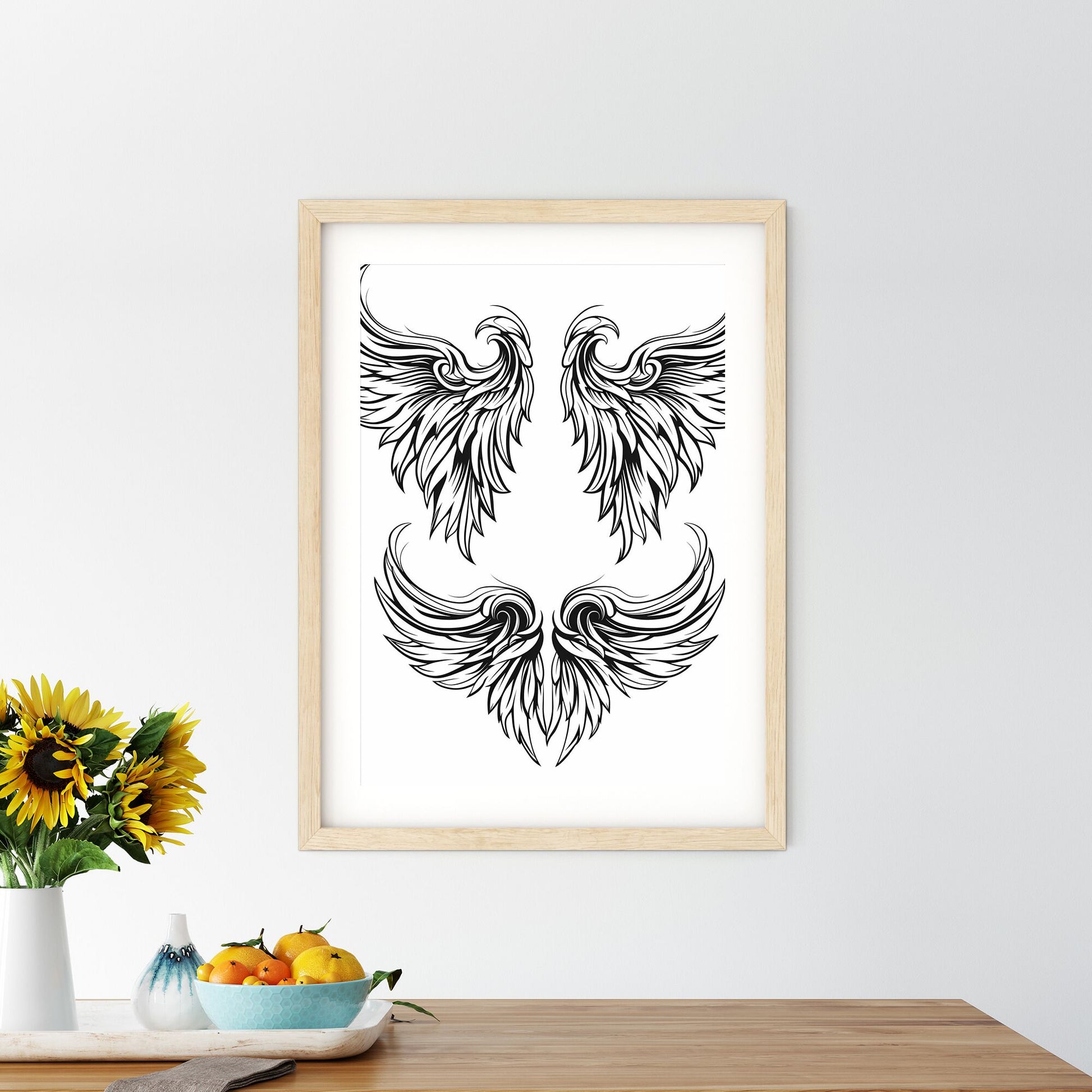 Set Of Wings With Swirls Art Print Default Title