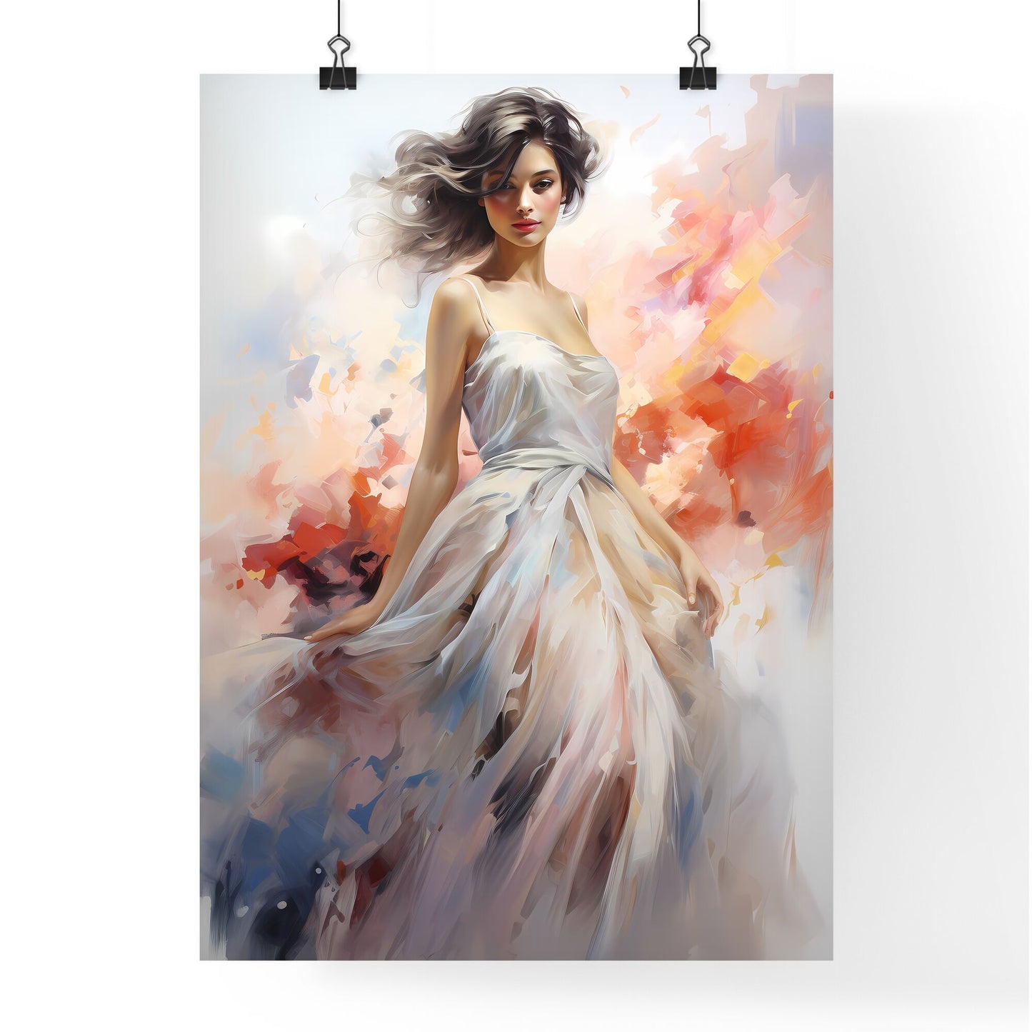 Painting Of A Woman In A White Dress Art Print Default Title