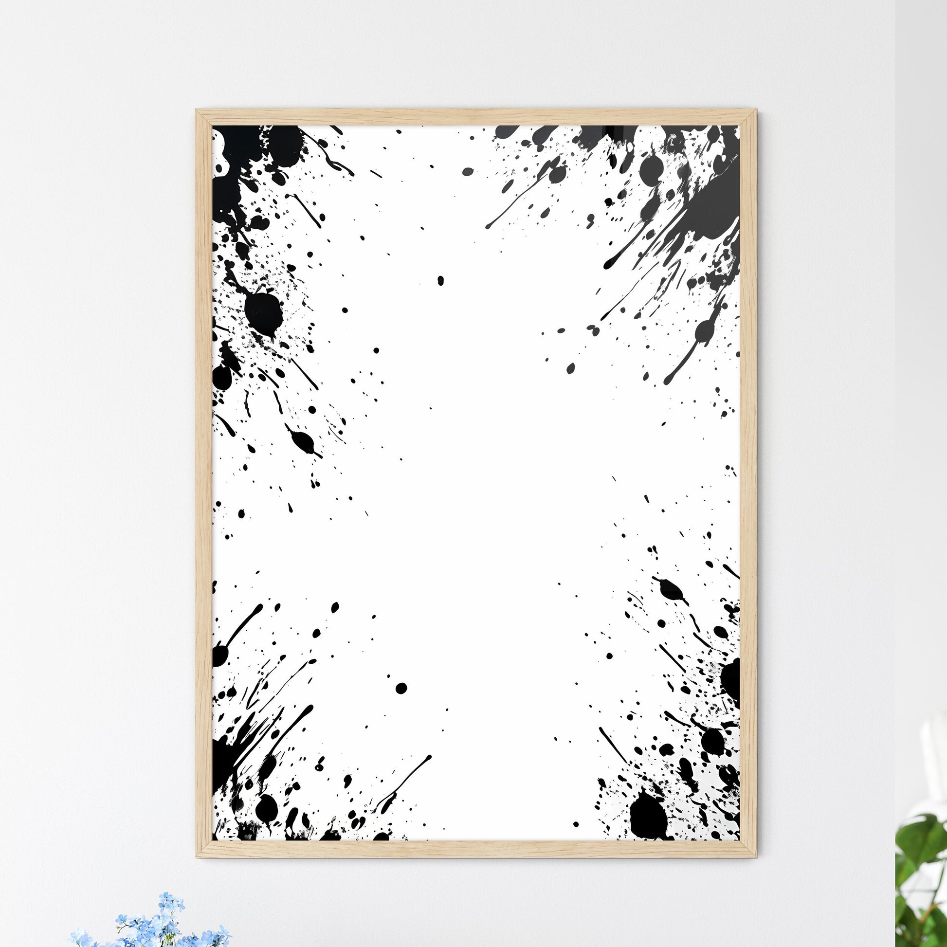 Black Paint Splatters On A White Background Art Print Default Title