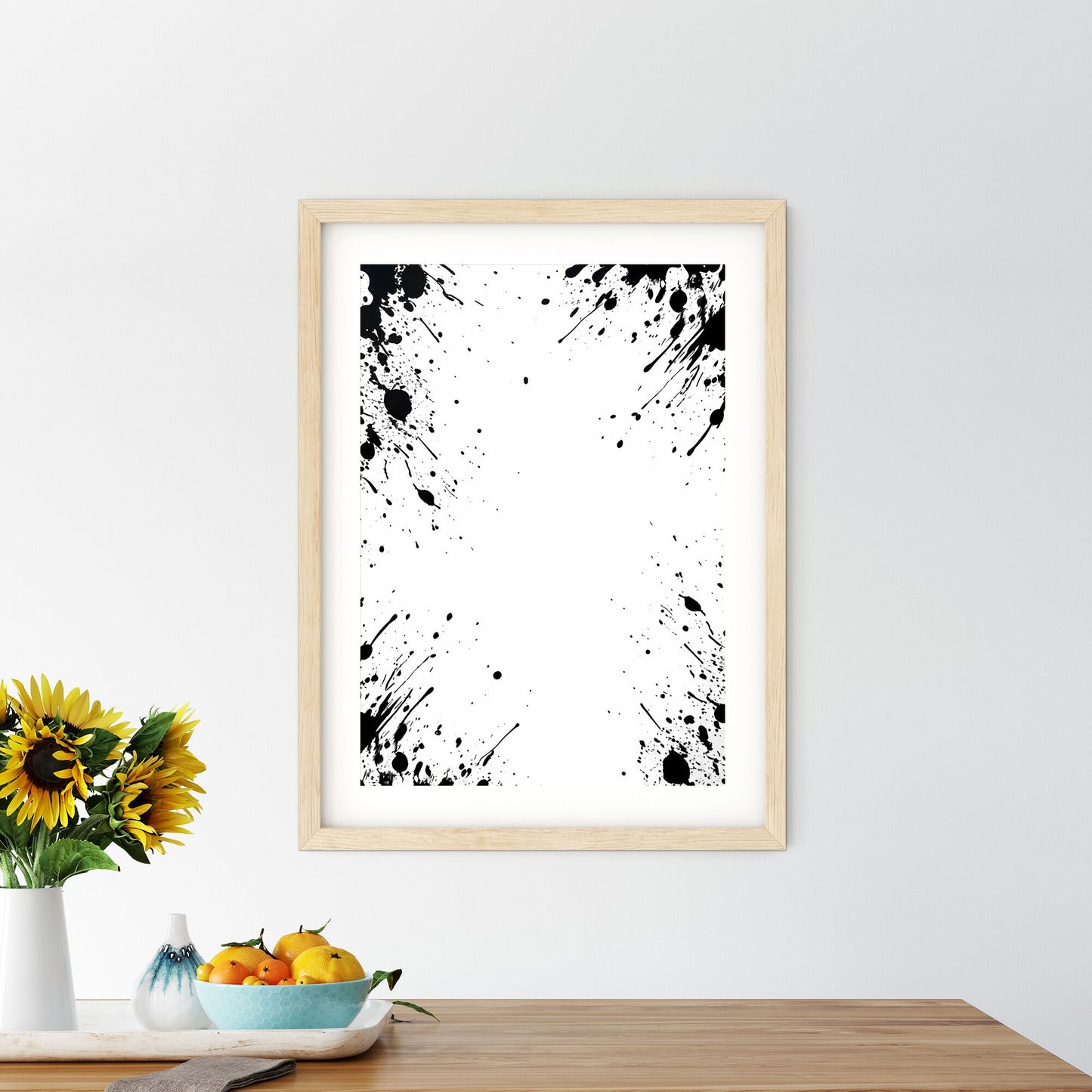 Black Paint Splatters On A White Background Art Print Default Title