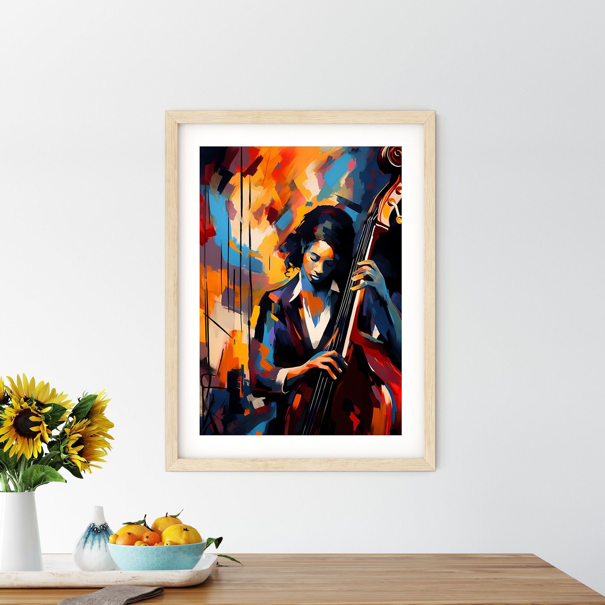 Woman Playing A Double Bass Art Print Default Title