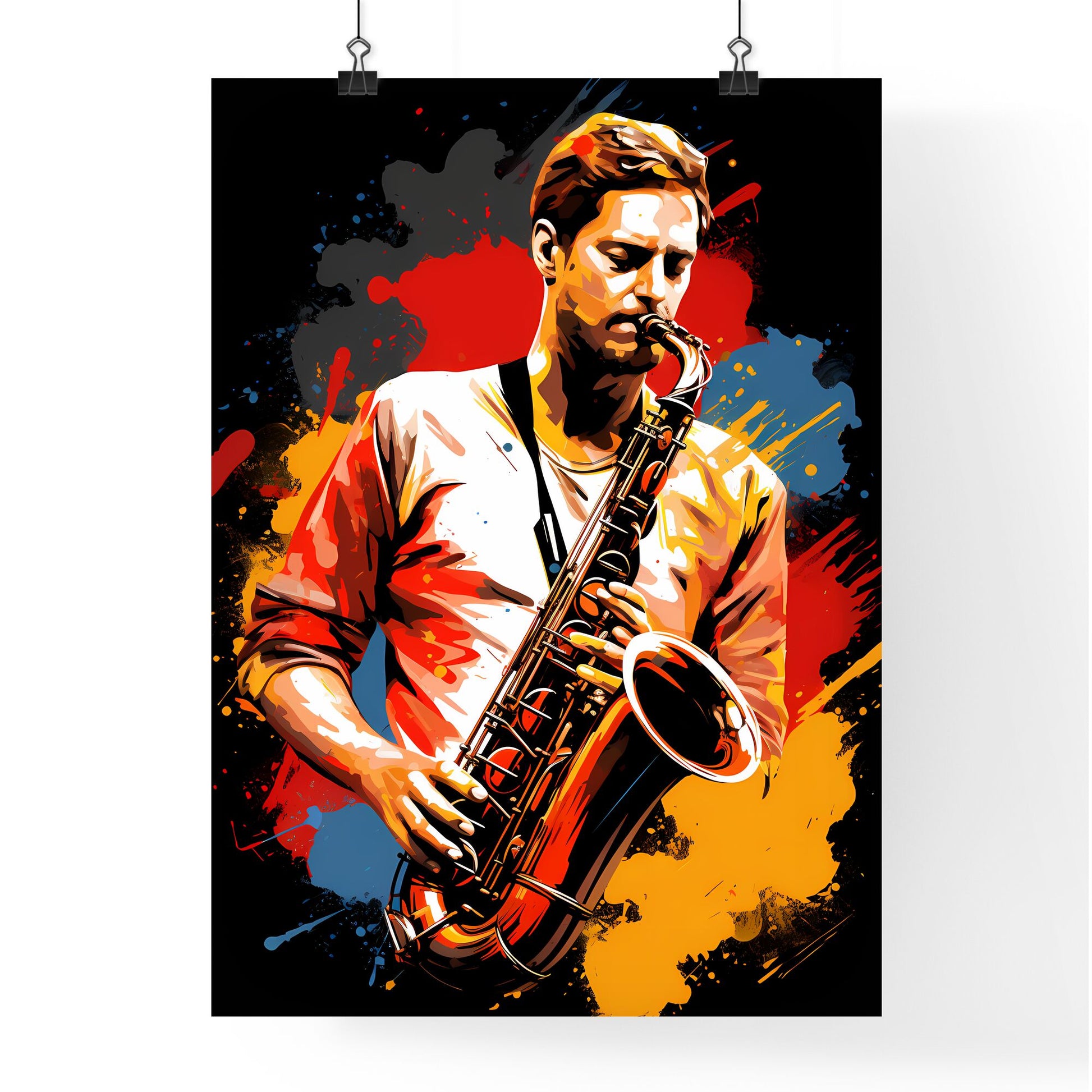 Man Playing A Saxophone Art Print Default Title