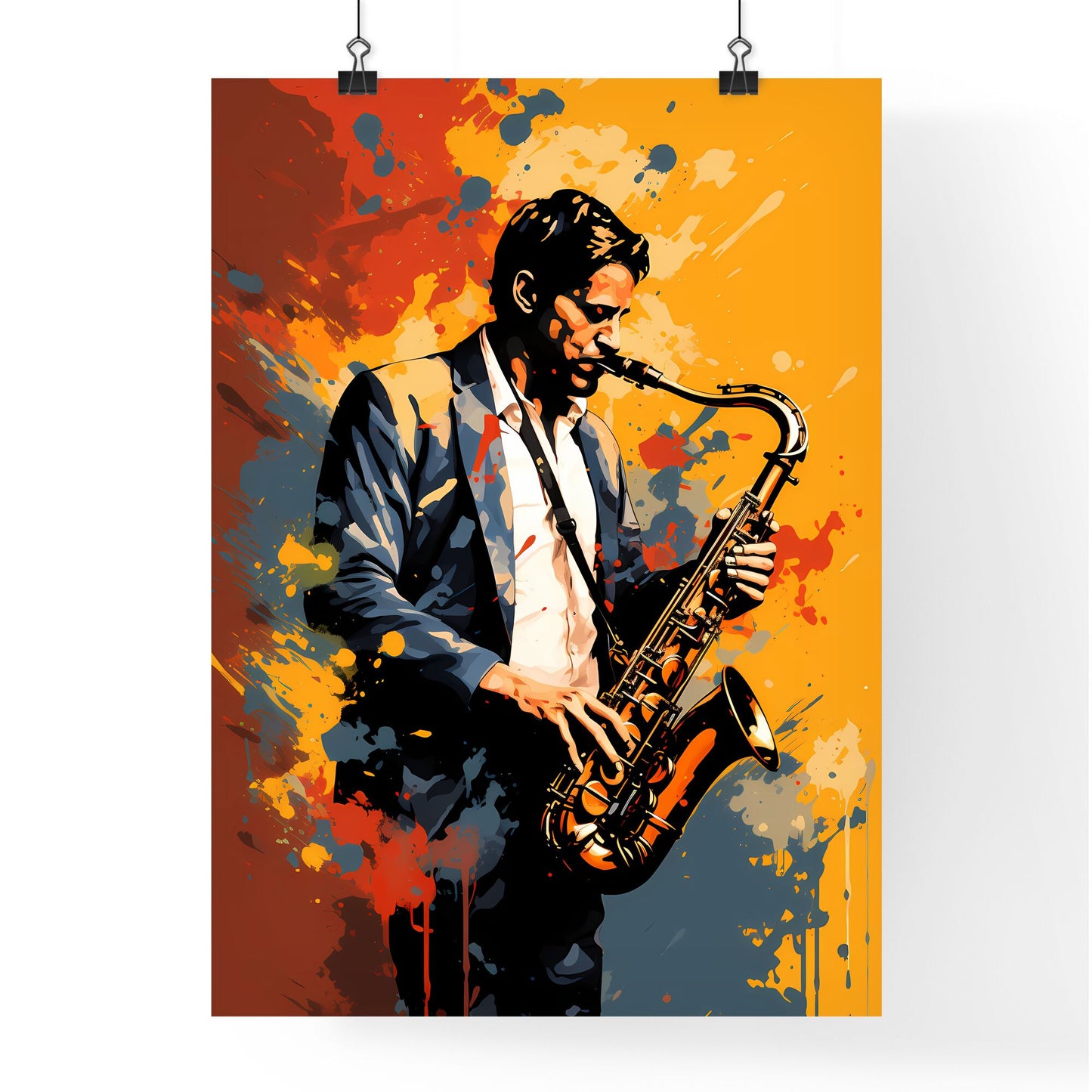 Man Playing A Saxophone Art Print Default Title