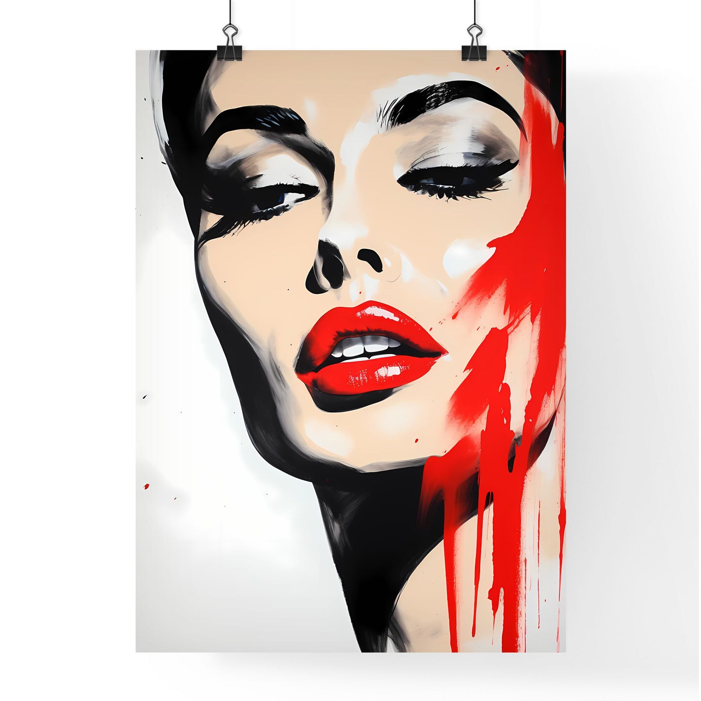 Painting Of A Woman With Red Lipstick Art Print Default Title