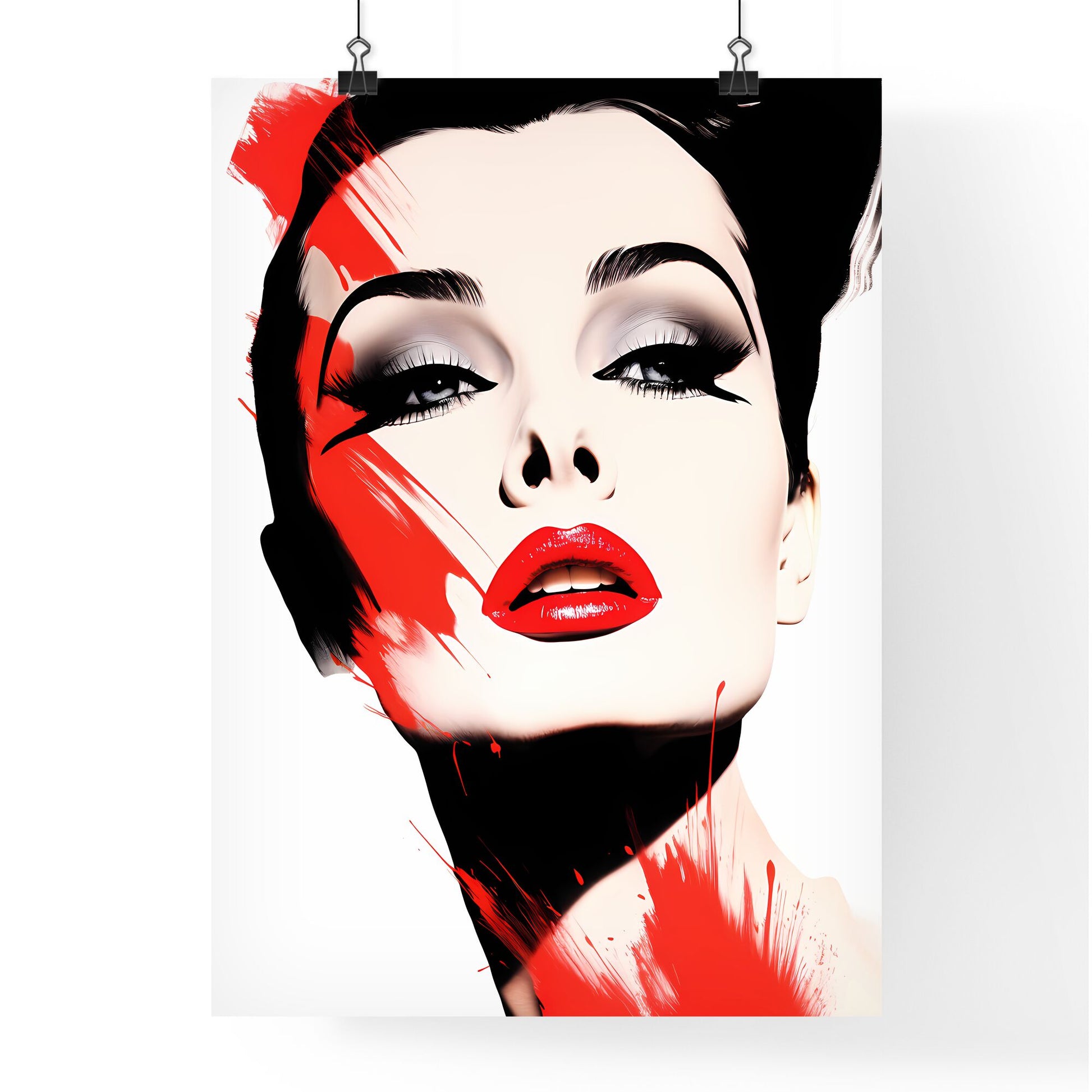 Woman With Red Lips And Makeup Art Print Default Title