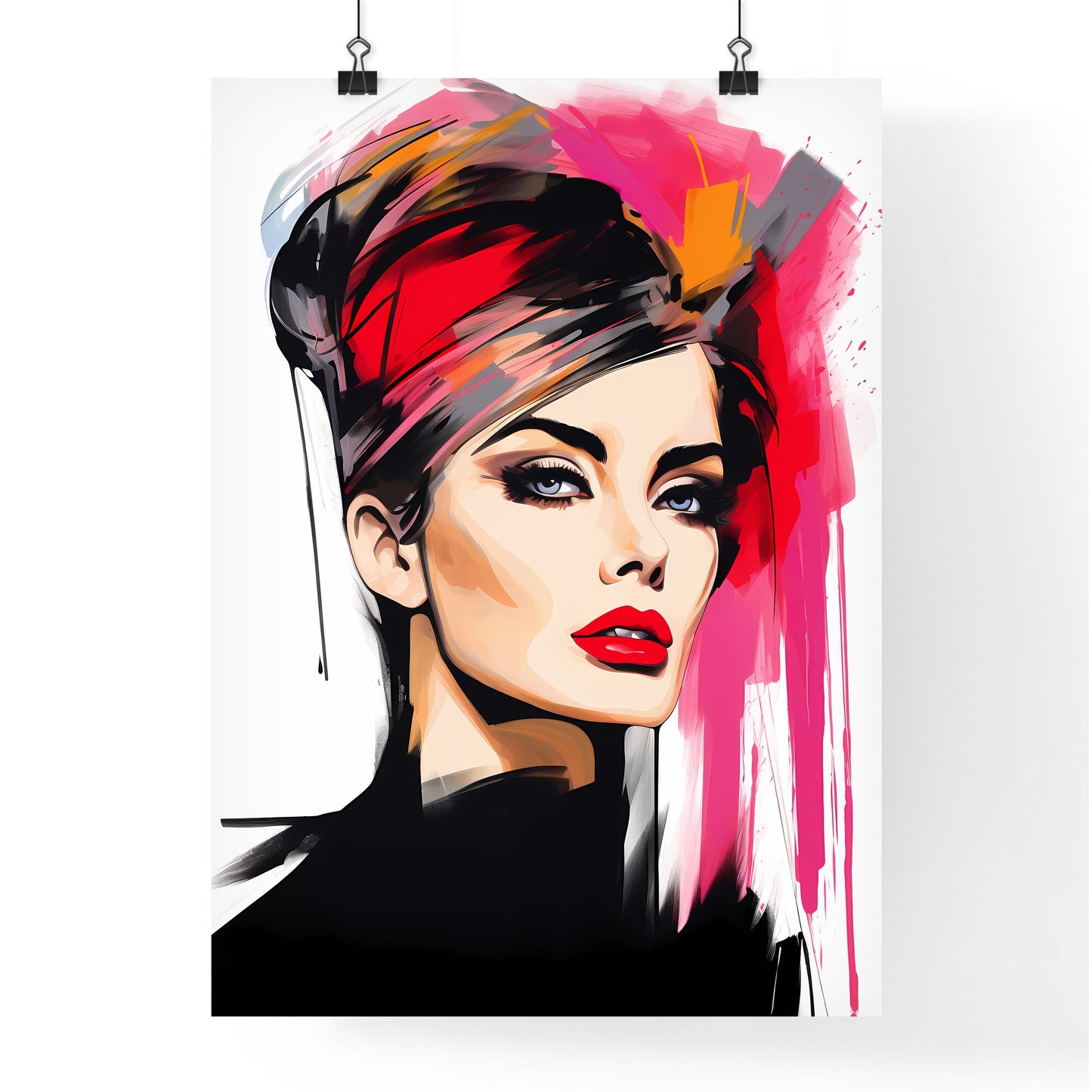 Woman With Red Lipstick Art Print Default Title