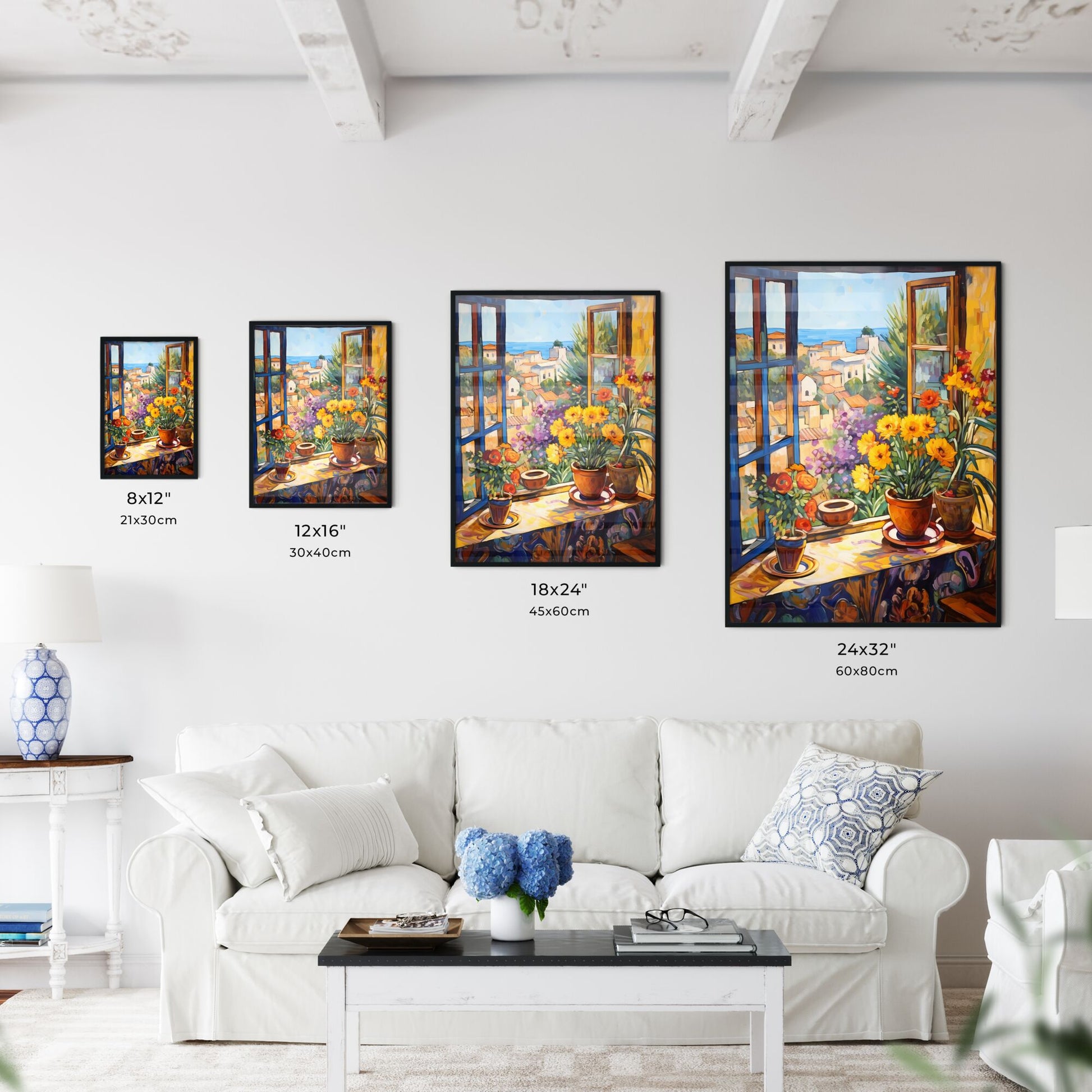 Painting Of Flowers On A Window Sill Art Print Default Title