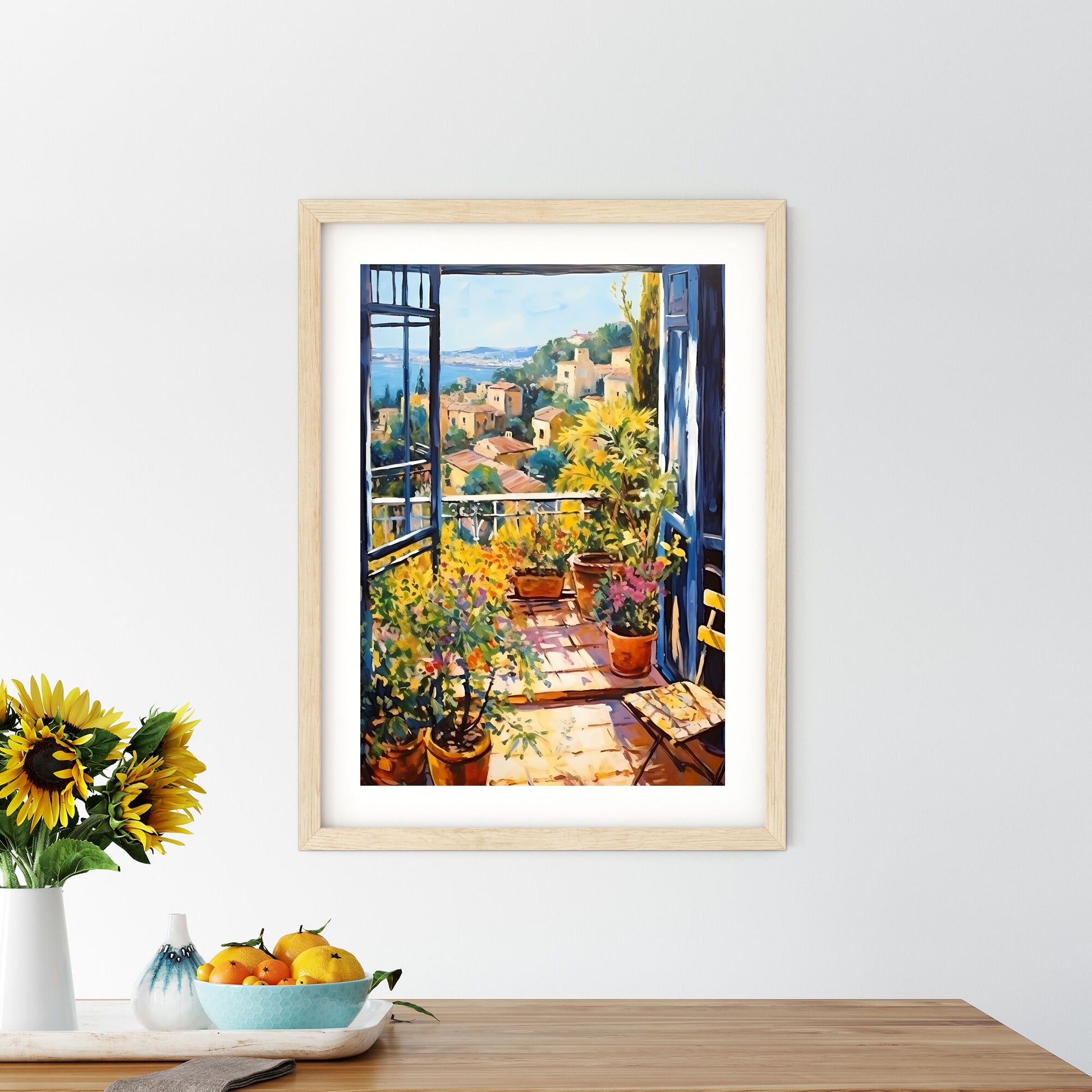 Painting Of A Balcony With Plants And Flowers Art Print Default Title