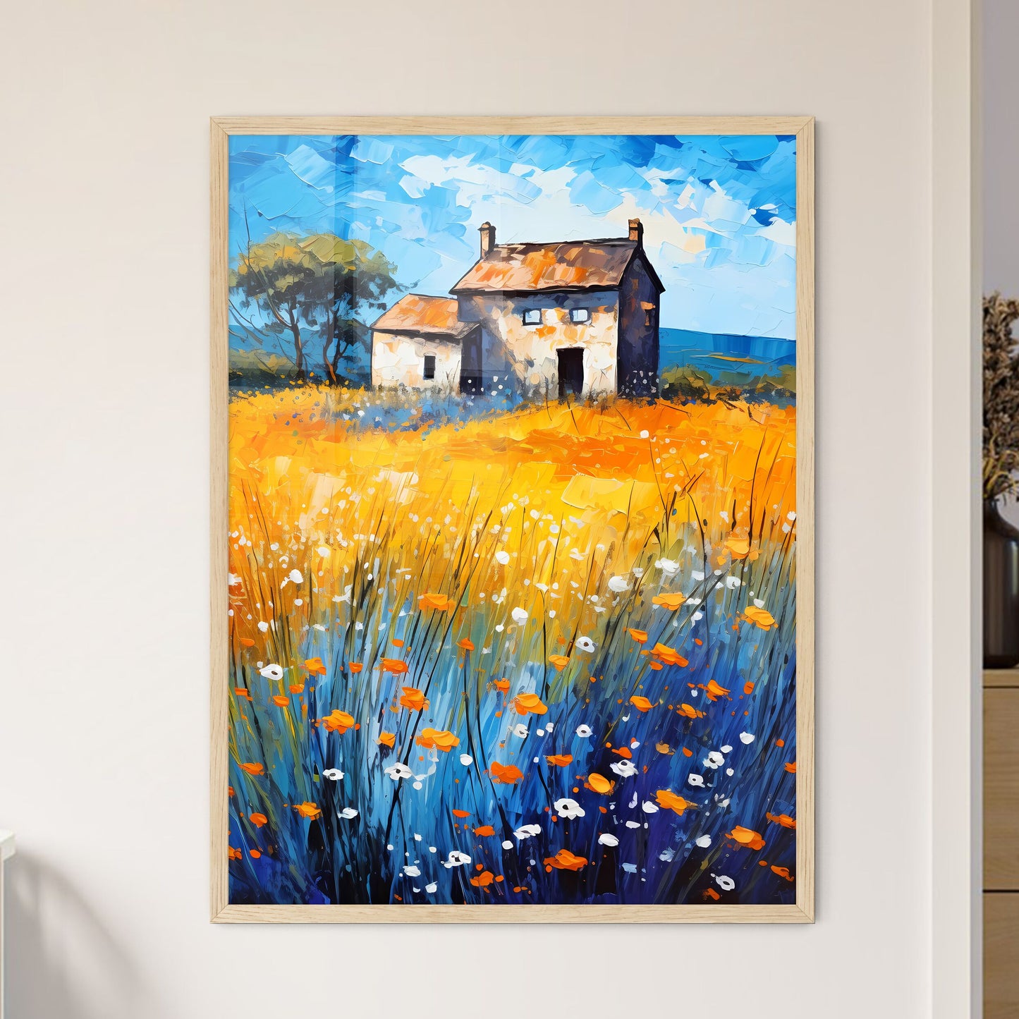 Painting Of A House In A Field Of Flowers Art Print Default Title