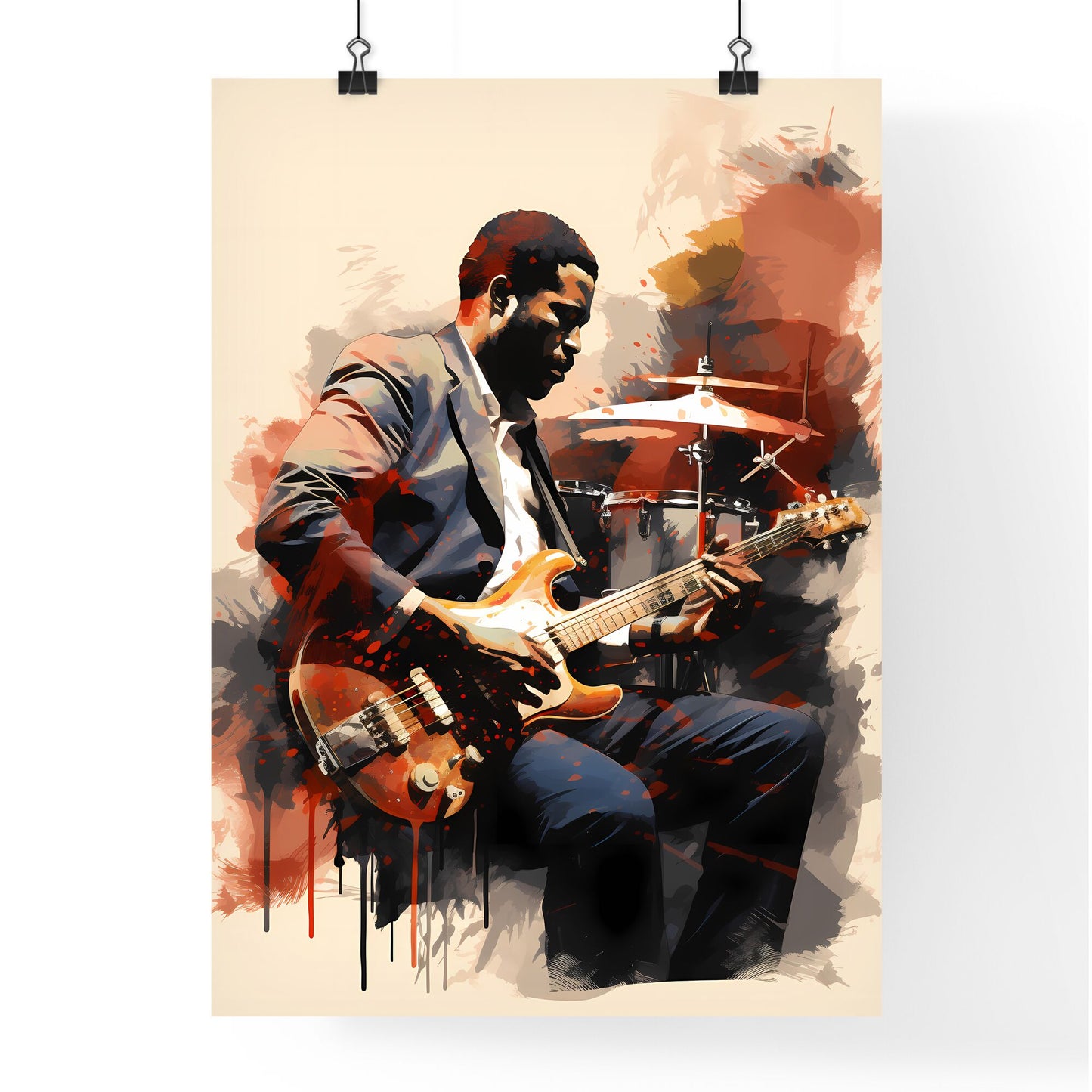 Man Playing A Guitar Art Print Default Title