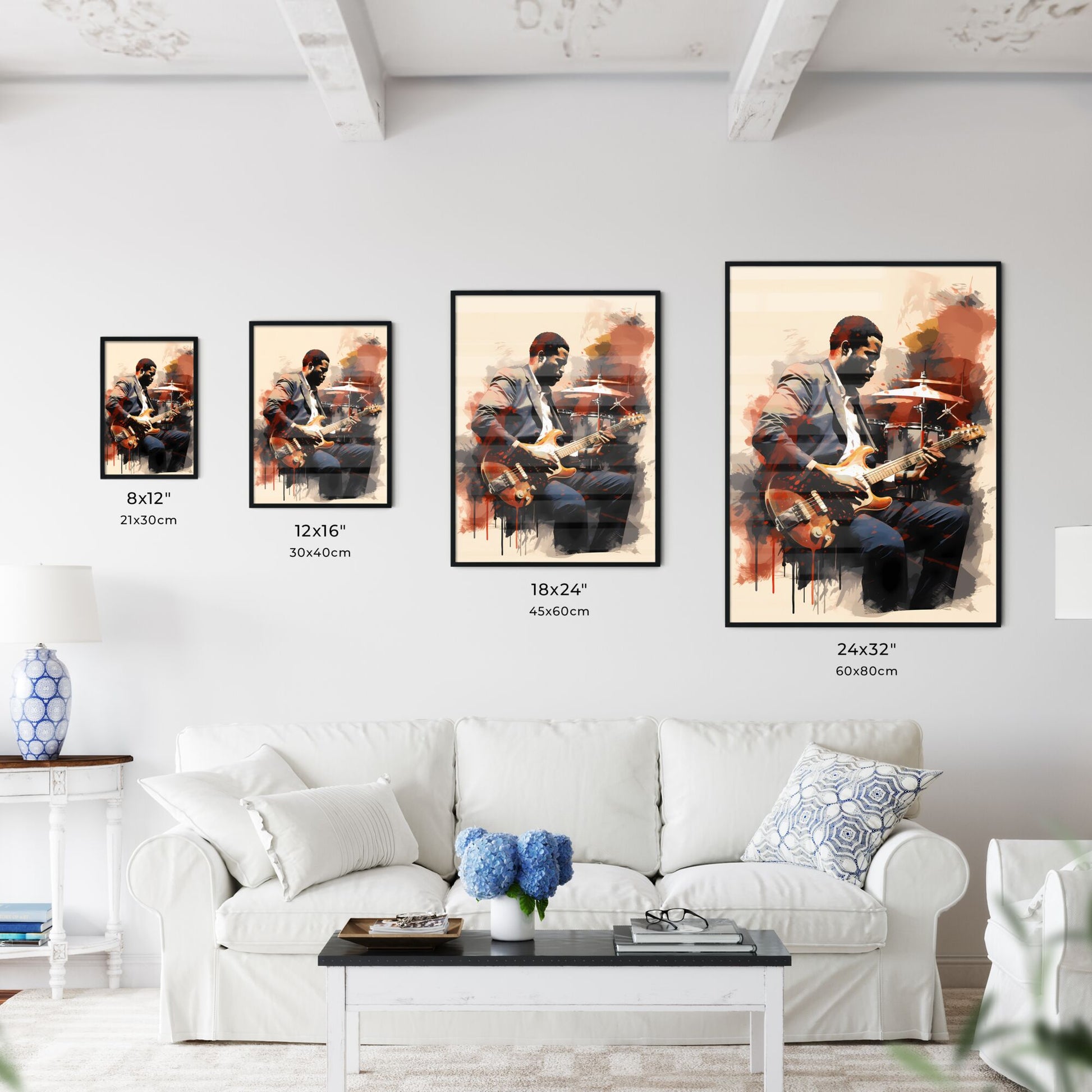 Man Playing A Guitar Art Print Default Title