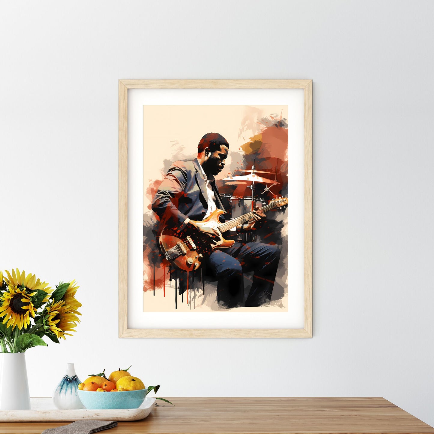 Man Playing A Guitar Art Print Default Title