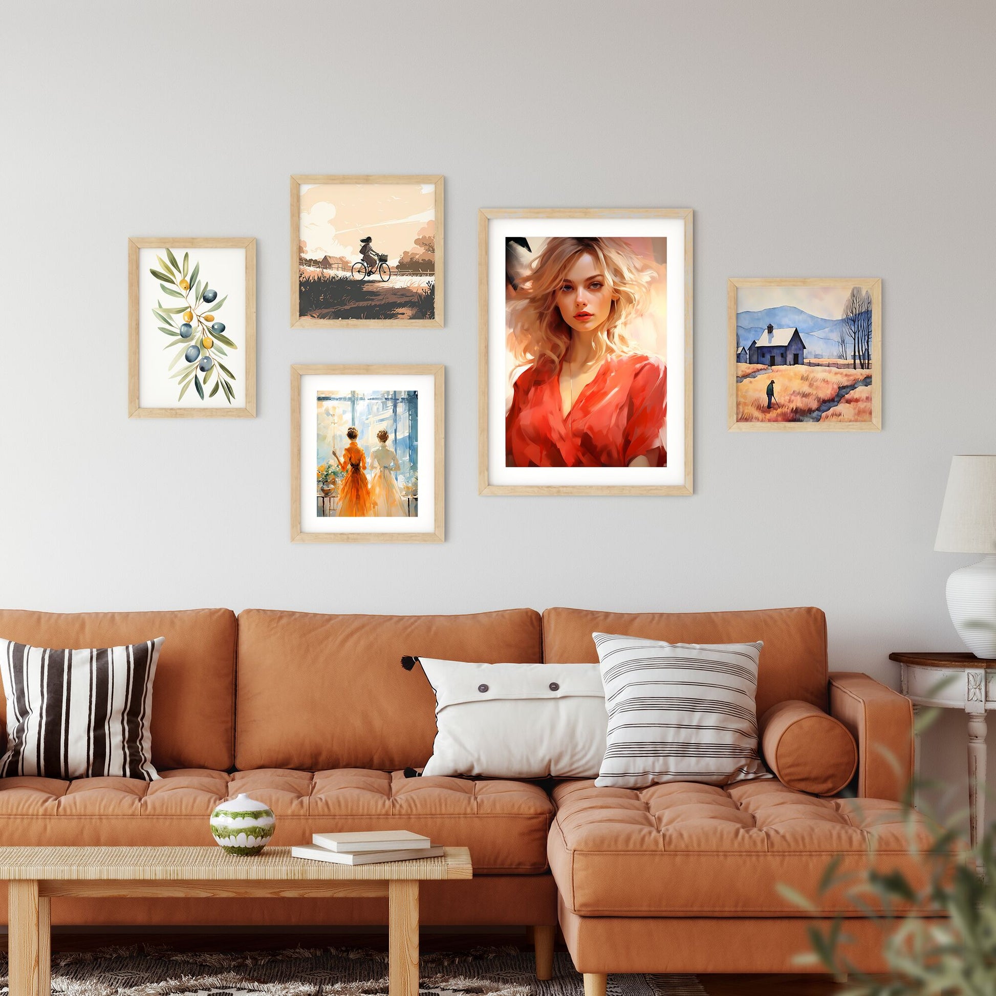 Woman With Blonde Hair Wearing A Red Shirt Art Print Default Title