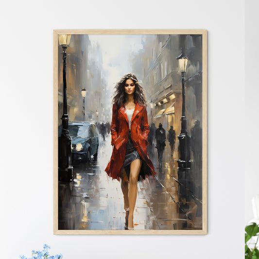 Woman Walking On A Wet Street Art Print Default Title