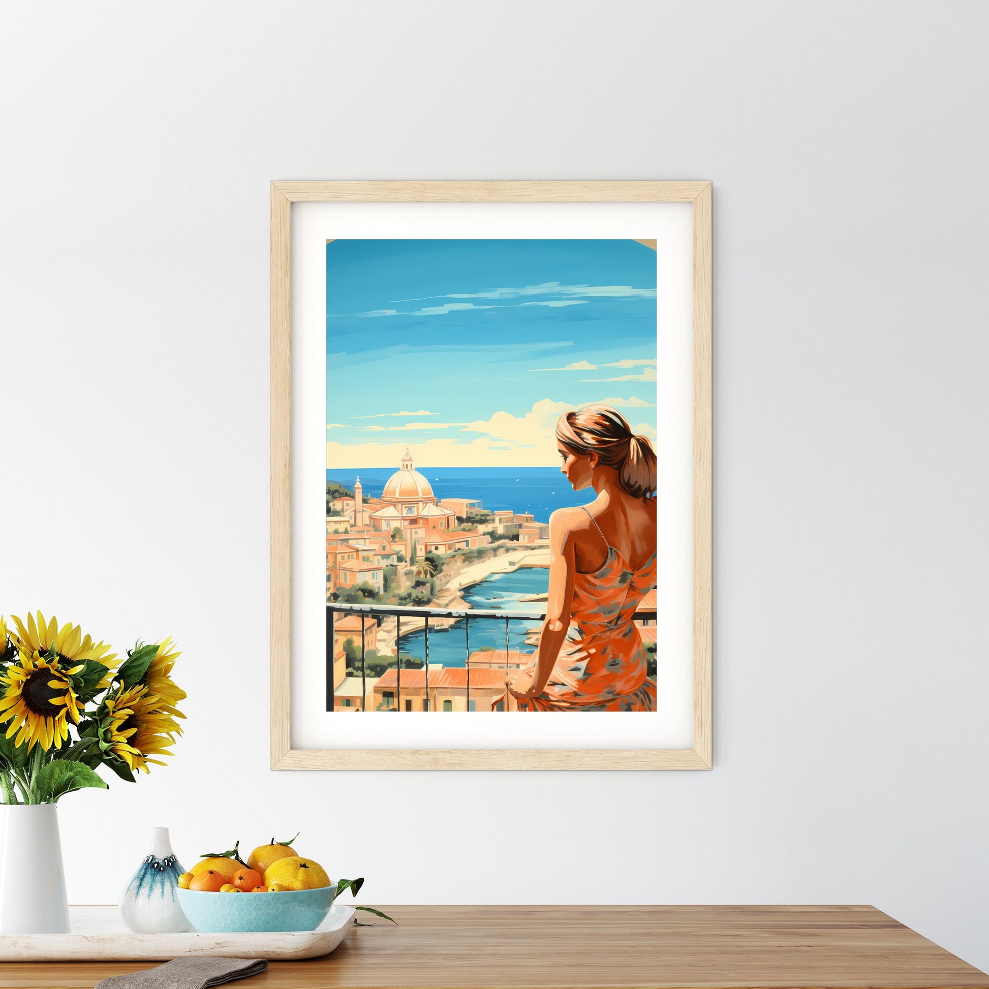 Woman Looking At A City Art Print Default Title