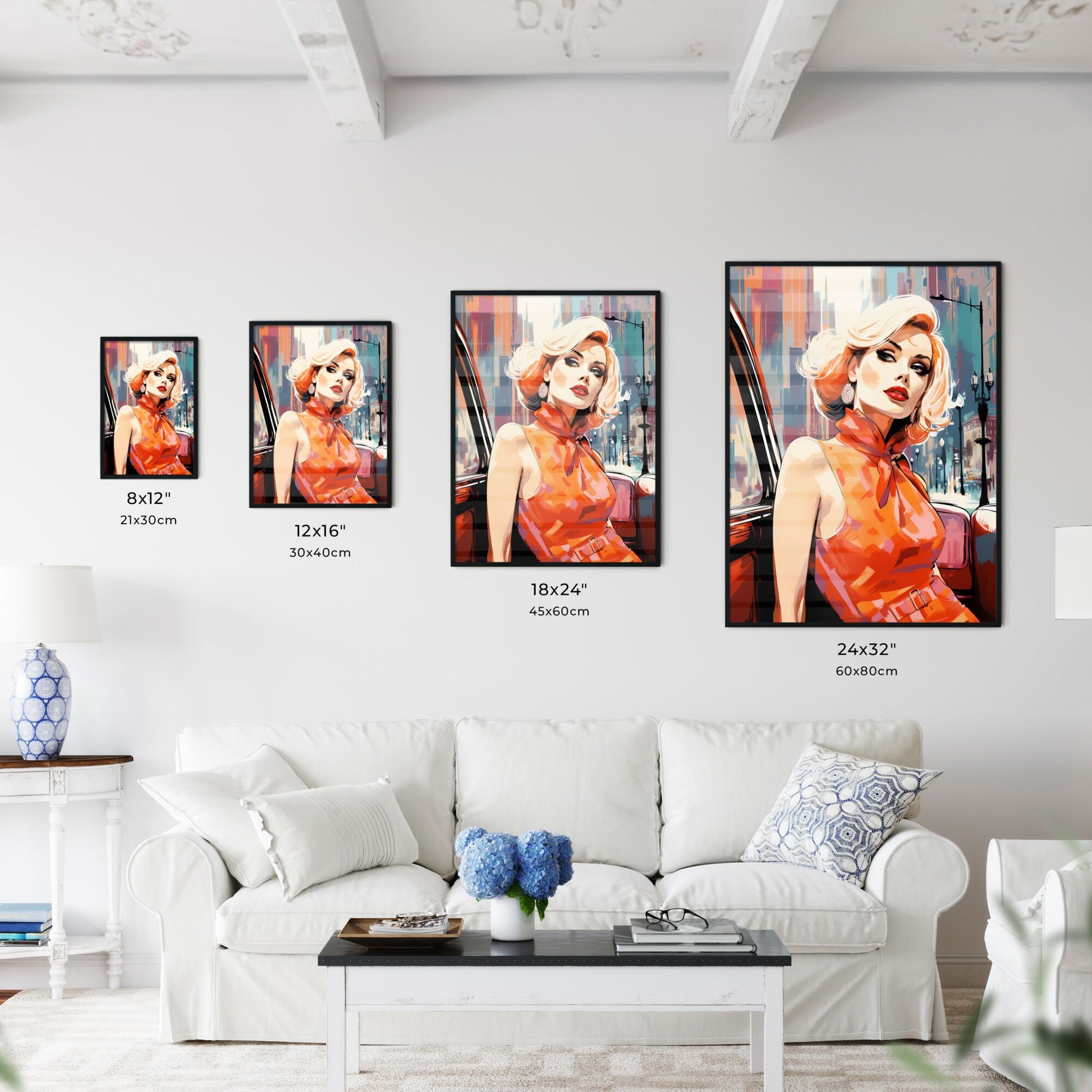 Woman In An Orange Dress Art Print Default Title