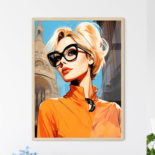Woman Wearing Glasses And A Orange Shirt Art Print Default Title