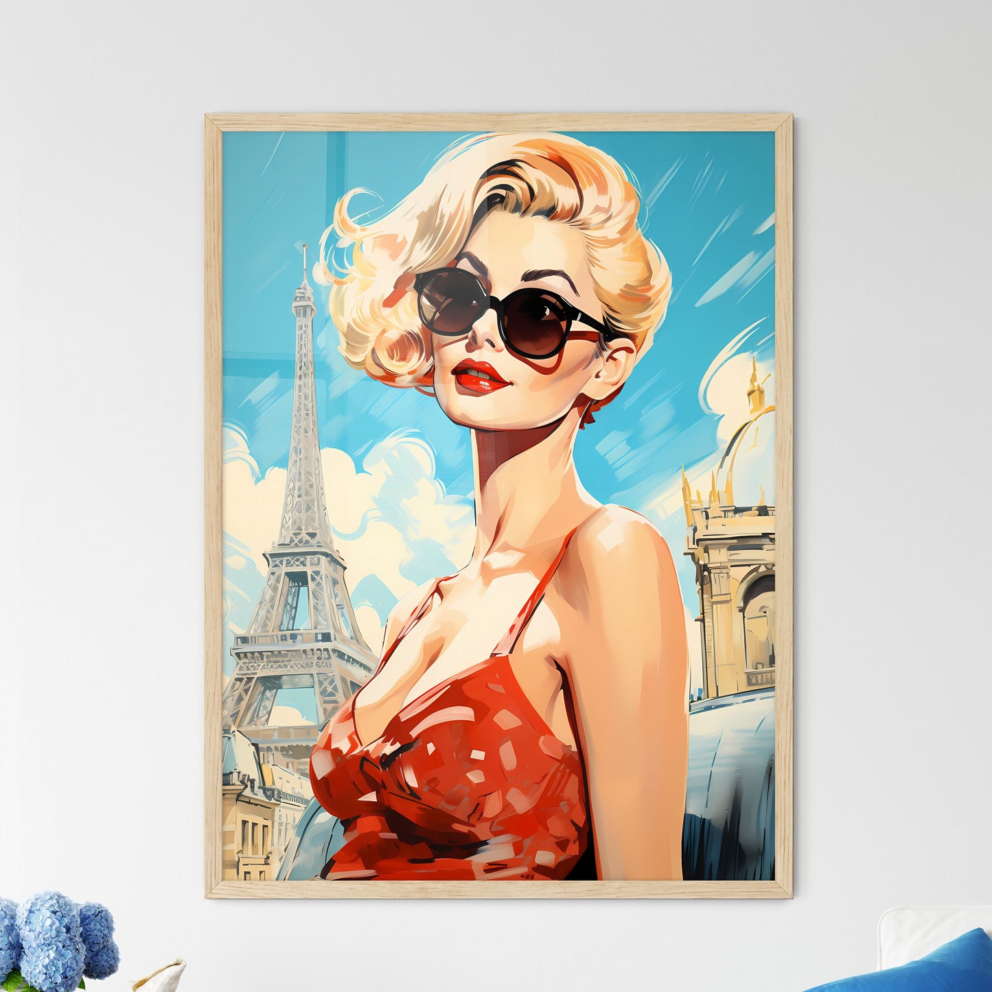 Woman Wearing Sunglasses And Red Dress Art Print Default Title