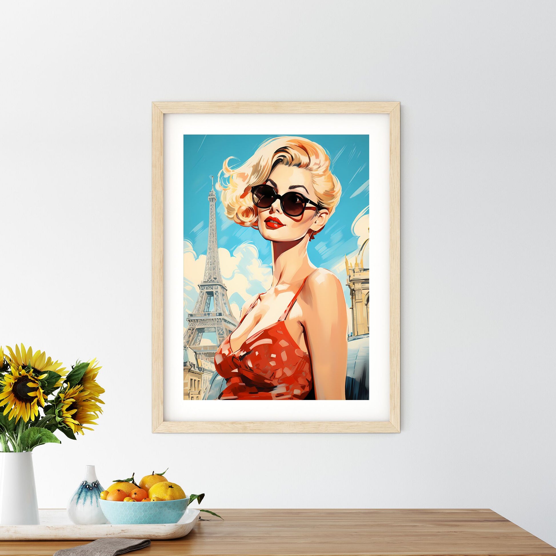 Woman Wearing Sunglasses And Red Dress Art Print Default Title