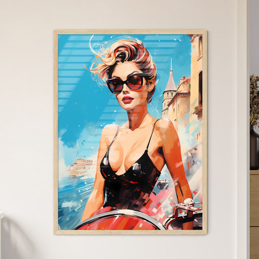 Woman Wearing Sunglasses And A Black Swimsuit Art Print Default Title