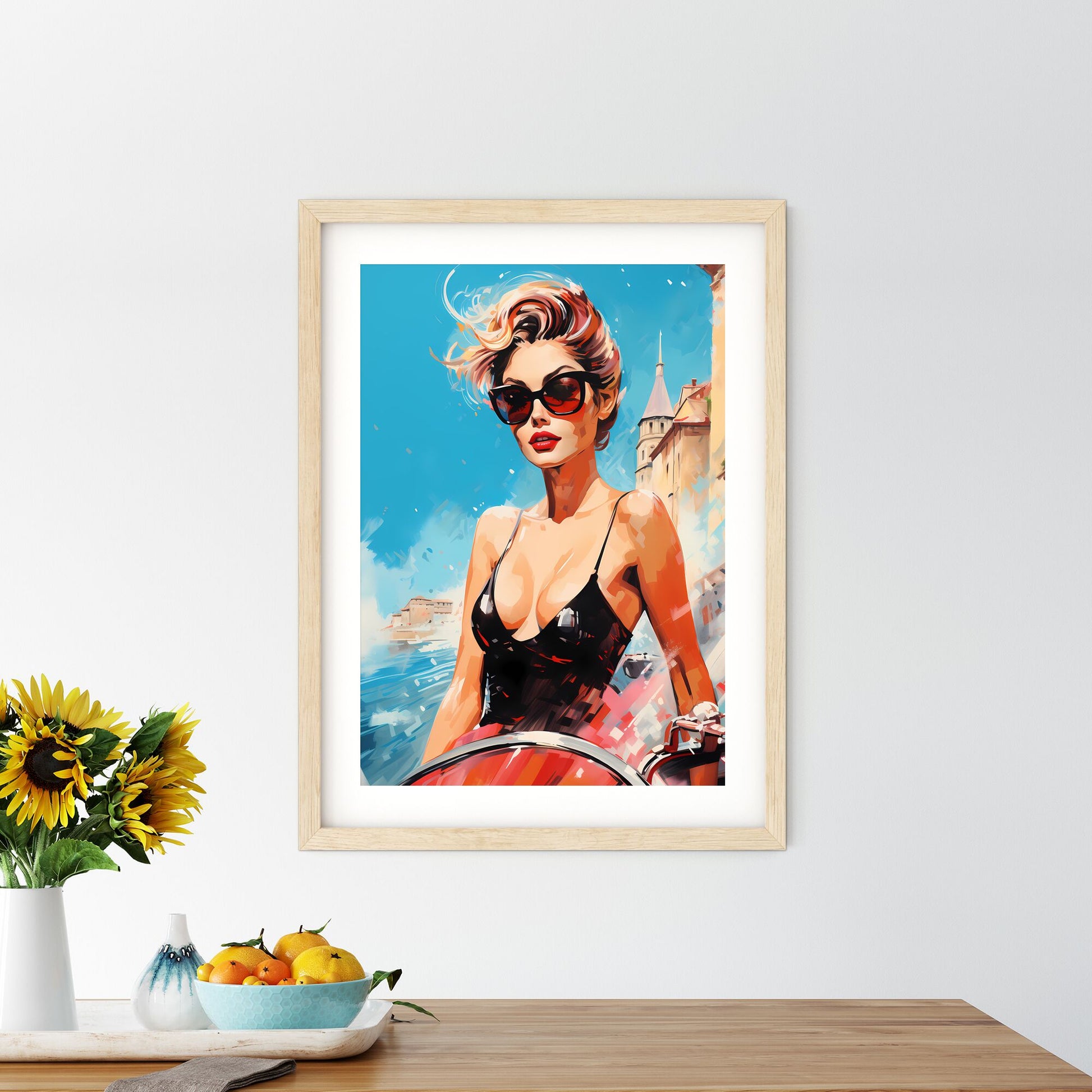 Woman Wearing Sunglasses And A Black Swimsuit Art Print Default Title