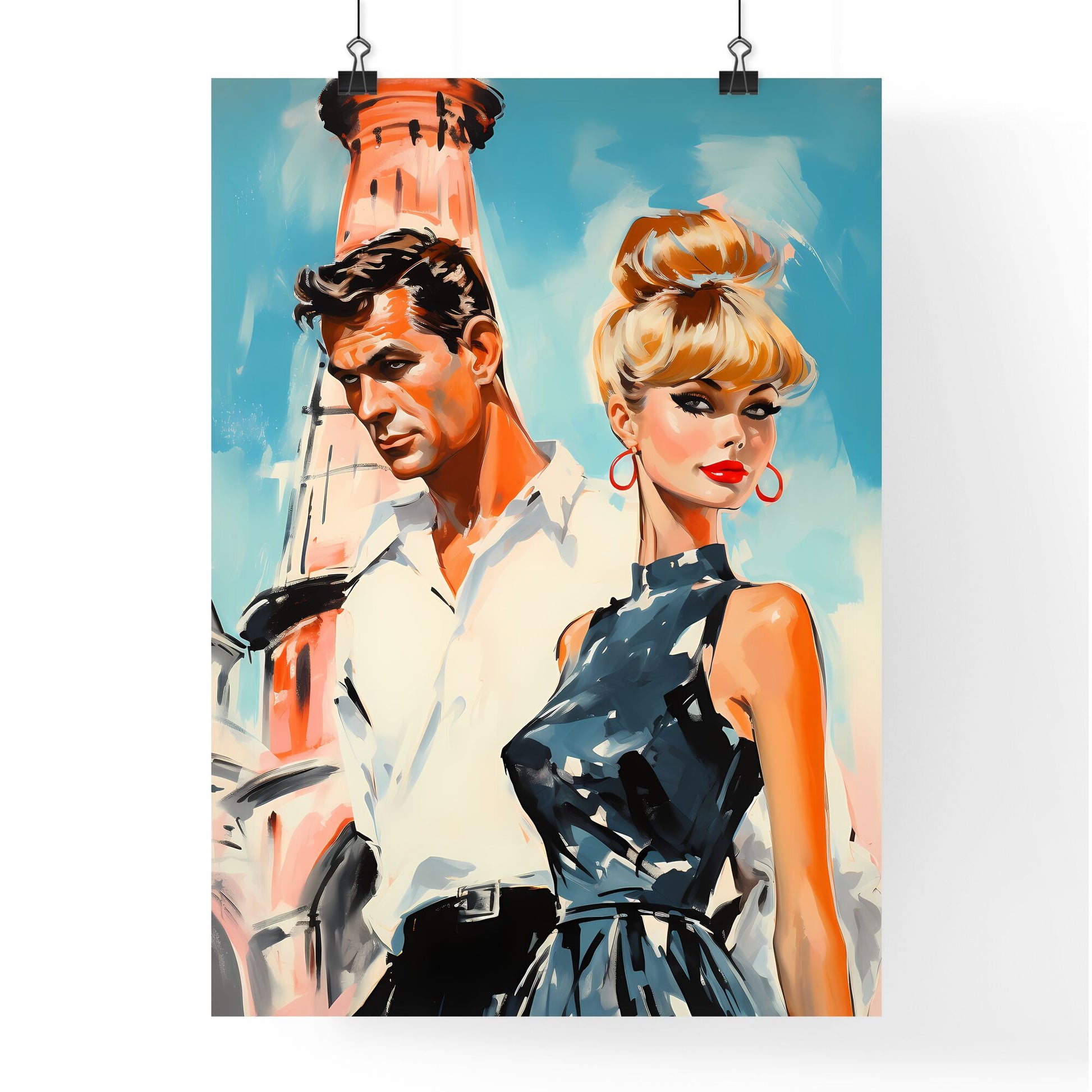 Man And Woman Standing Next To Each Other Art Print Default Title