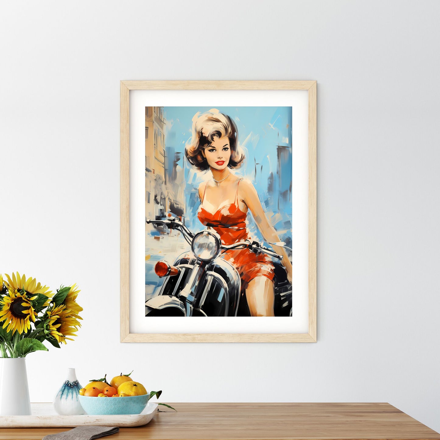 Woman On A Motorcycle Art Print Default Title