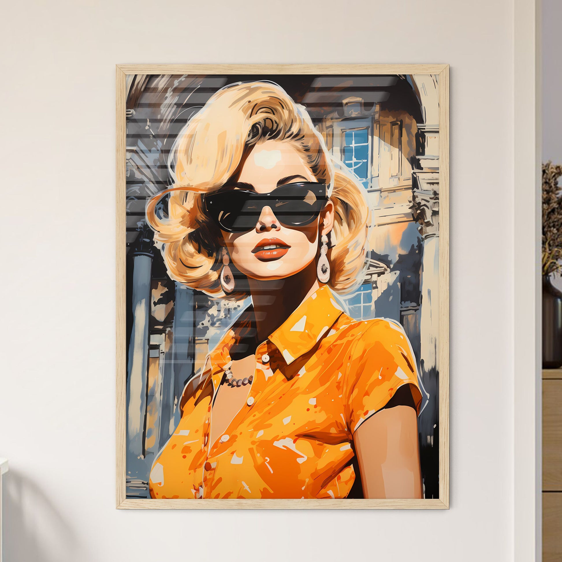 Woman Wearing Sunglasses And A Yellow Shirt Art Print Default Title