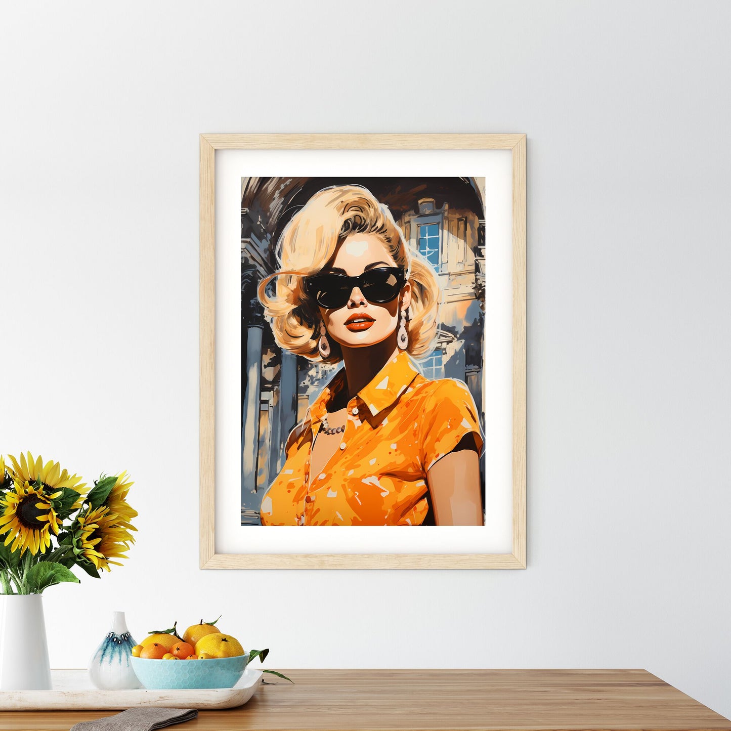 Woman Wearing Sunglasses And A Yellow Shirt Art Print Default Title