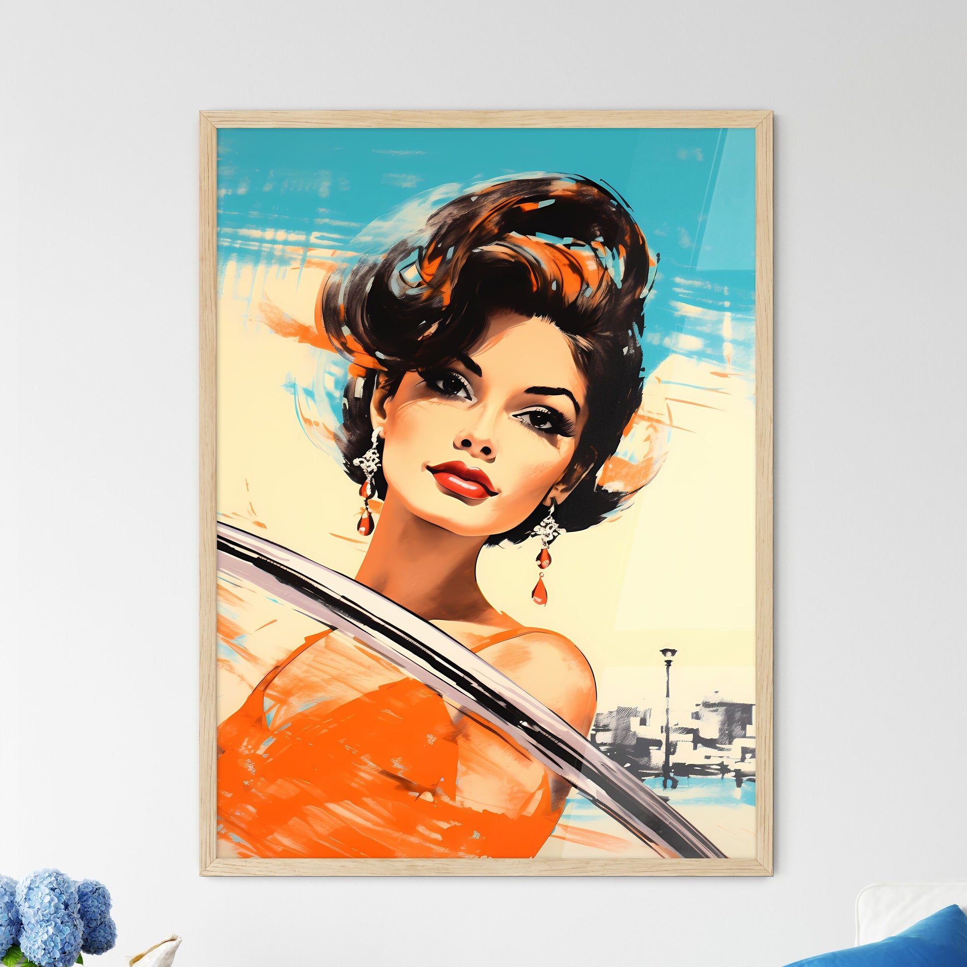 Woman With Red Lips And Earrings Art Print Default Title