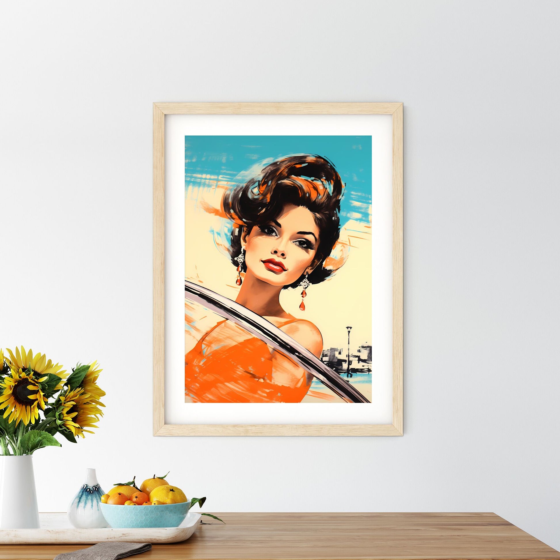 Woman With Red Lips And Earrings Art Print Default Title