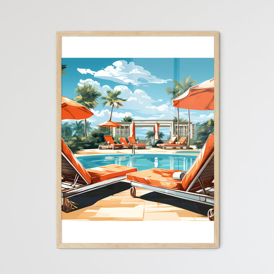 Pool With Lounge Chairs And Umbrellas Art Print Default Title