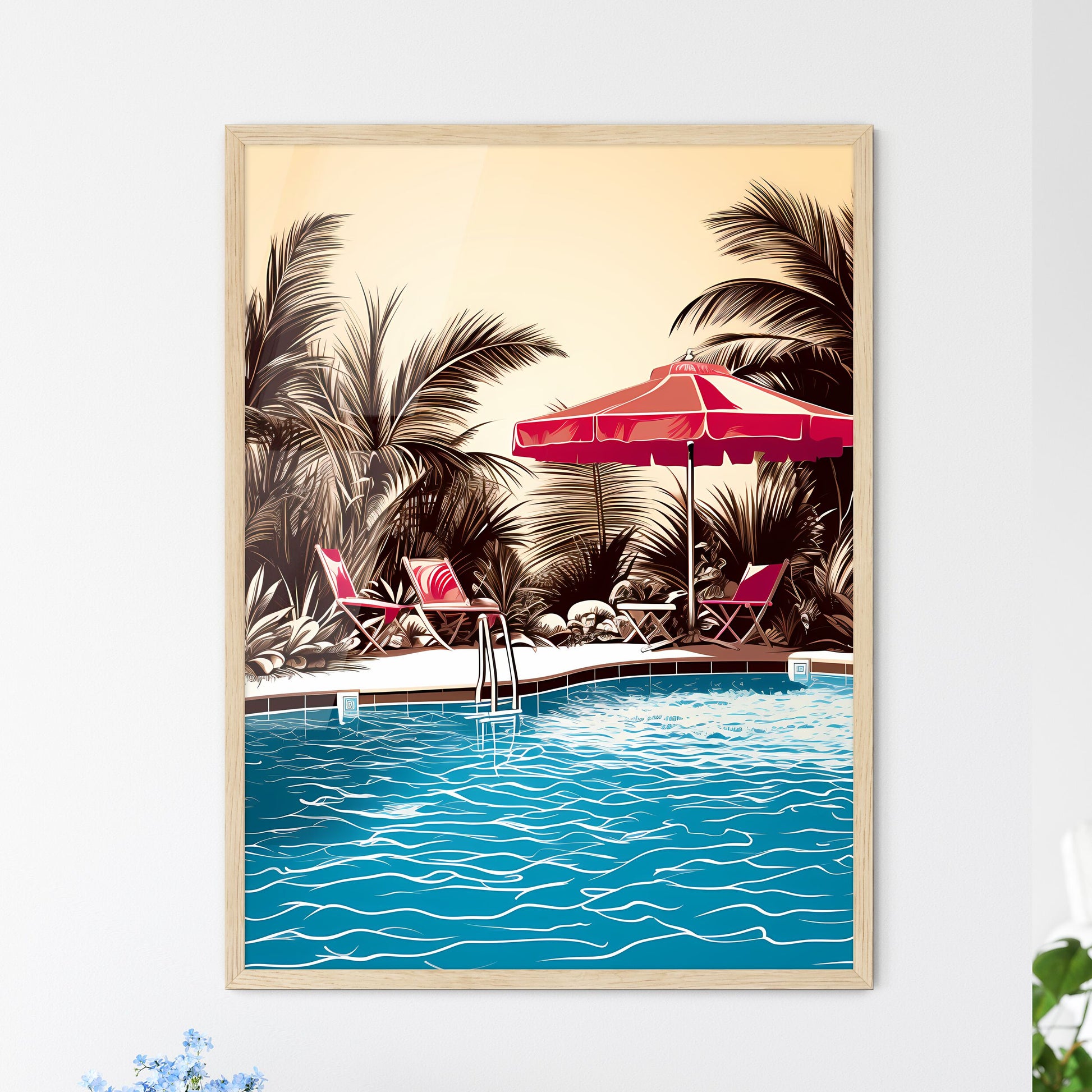 Pool With Chairs And Umbrella Art Print Default Title