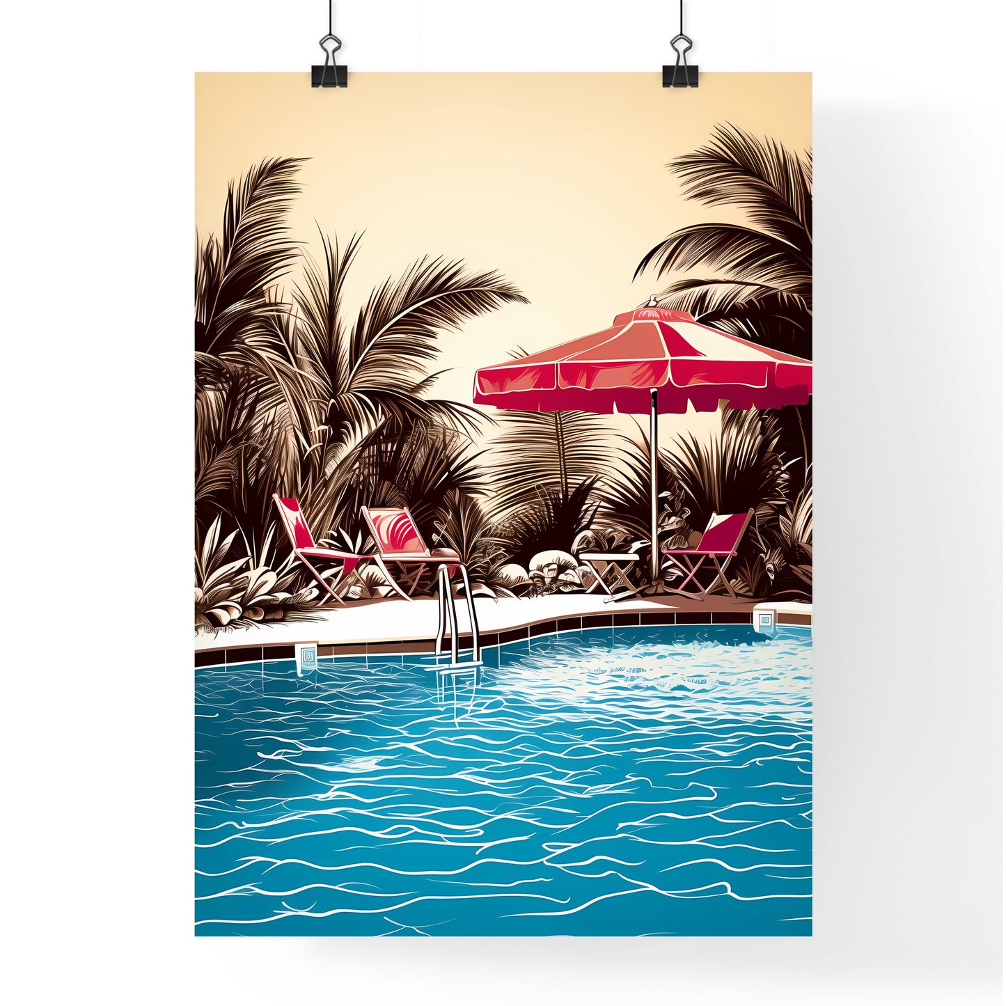 Pool With Chairs And Umbrella Art Print Default Title